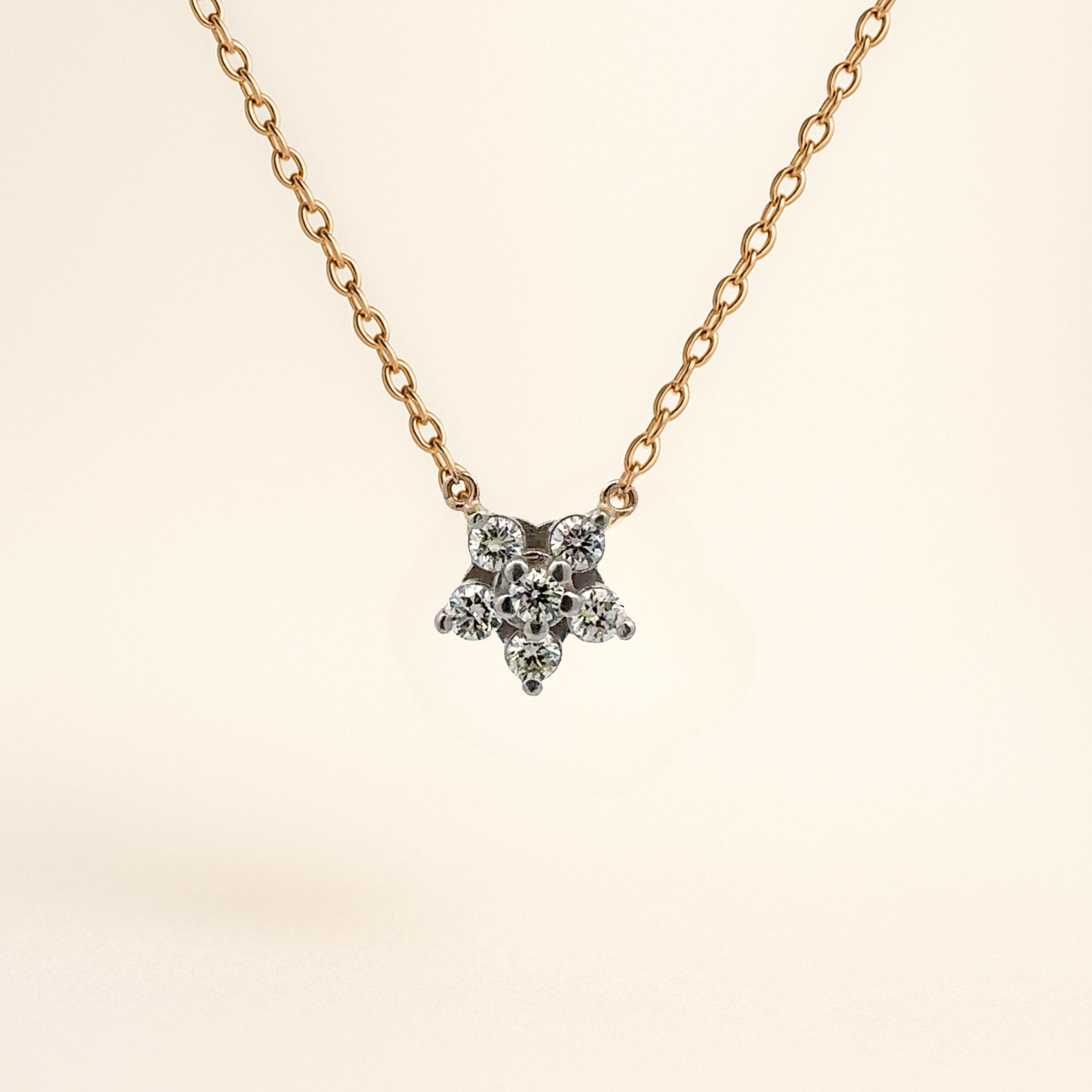 WD1778 14kt Gold Diamond Flower Necklace