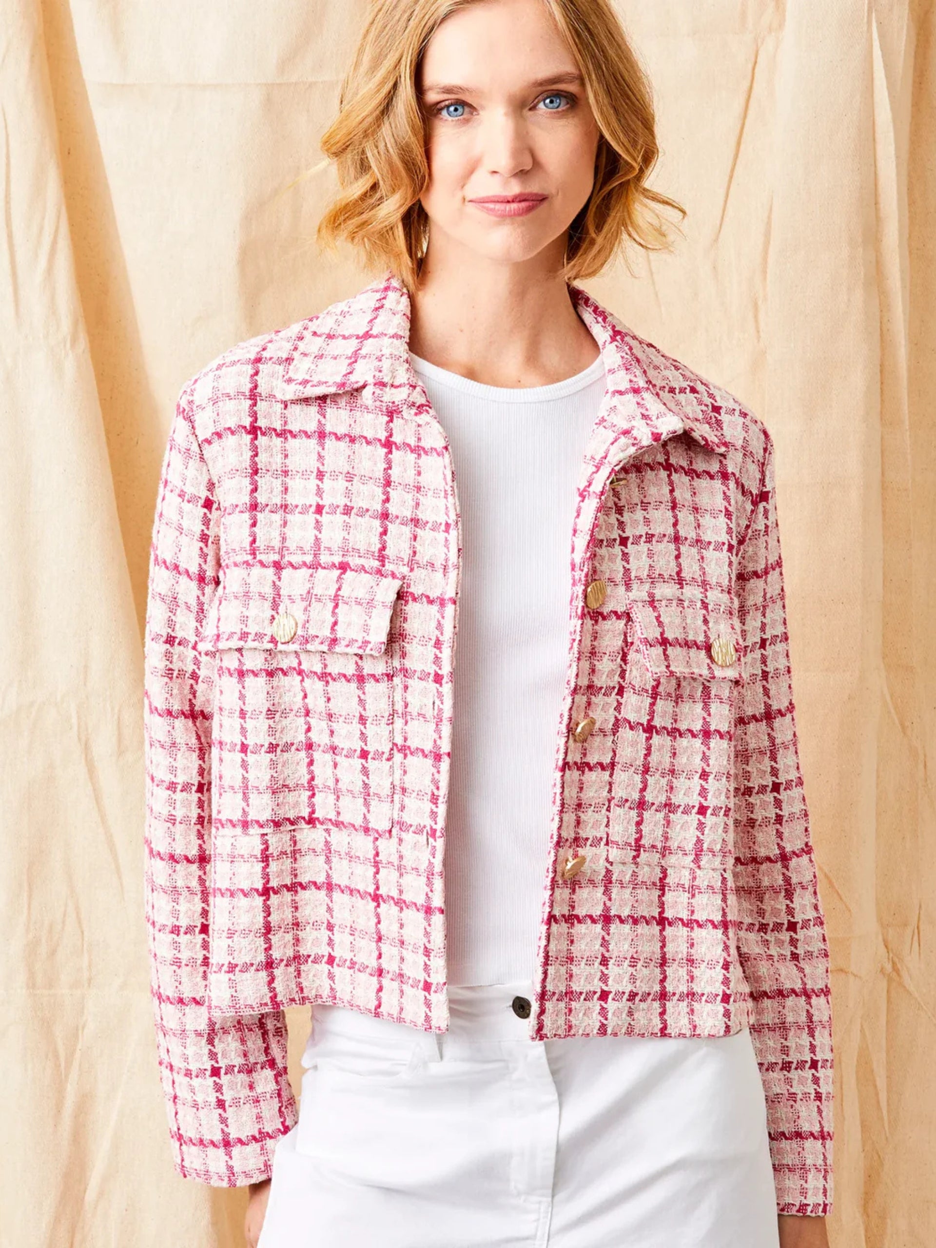 04087pm Suzy D Jadore Textured Jacket With Front Pocket Detail