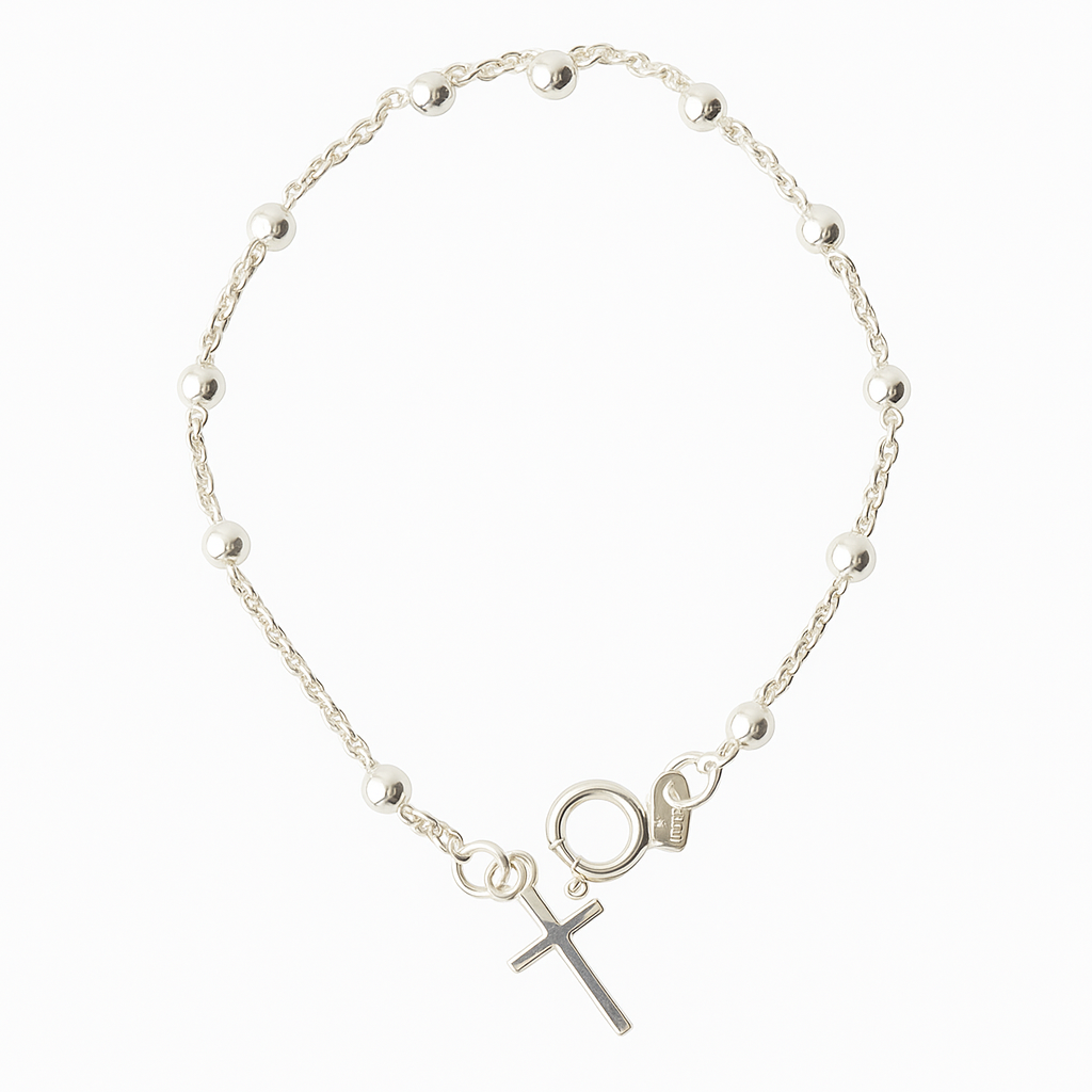 ROZ701 Sterling Silver 4mm Rosary Bracelet