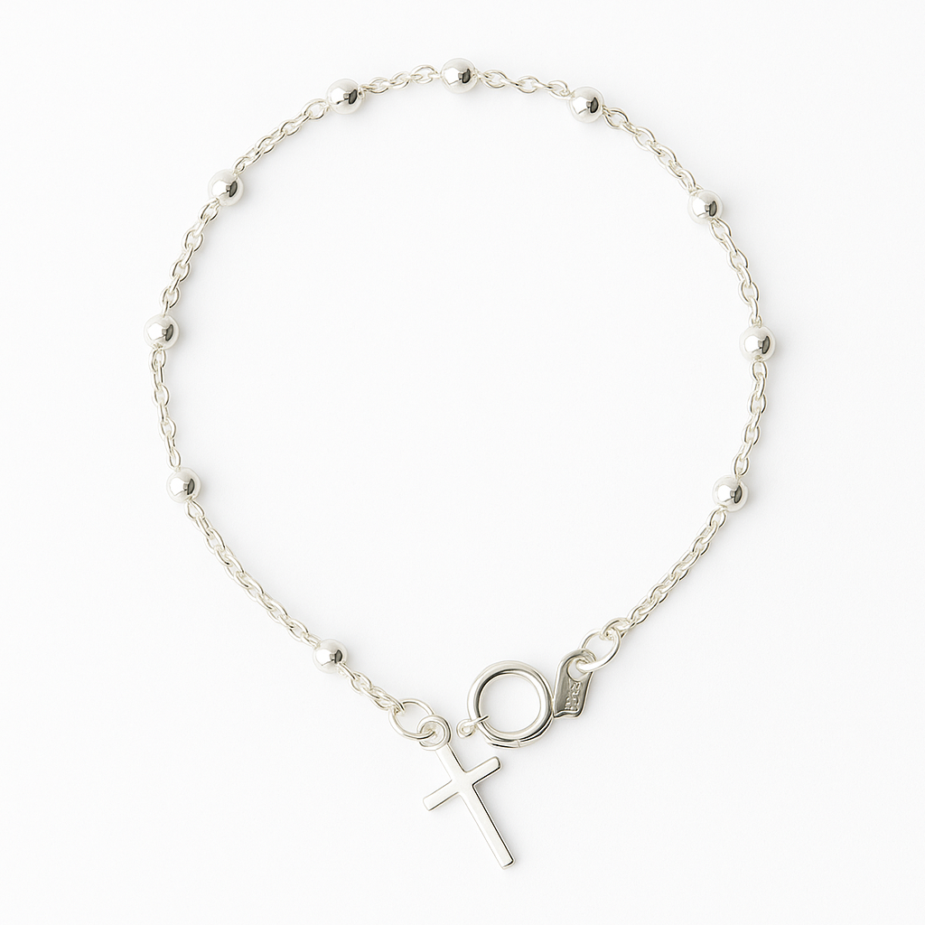ROZ2702 Sterling Silver 3mm Rosary Bracelet
