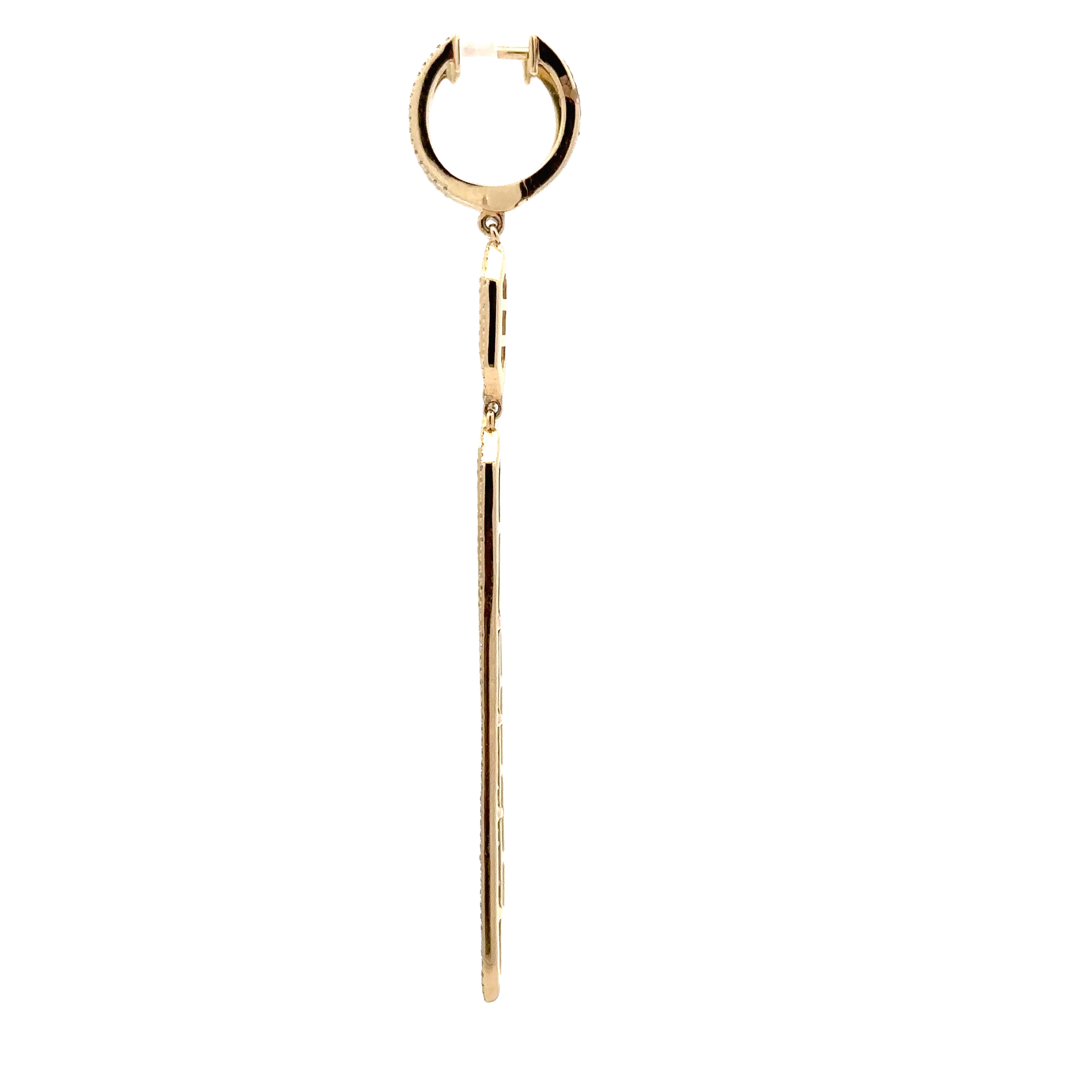 WD1702 14KT Gold and Diamond Baguette Drop Earrings