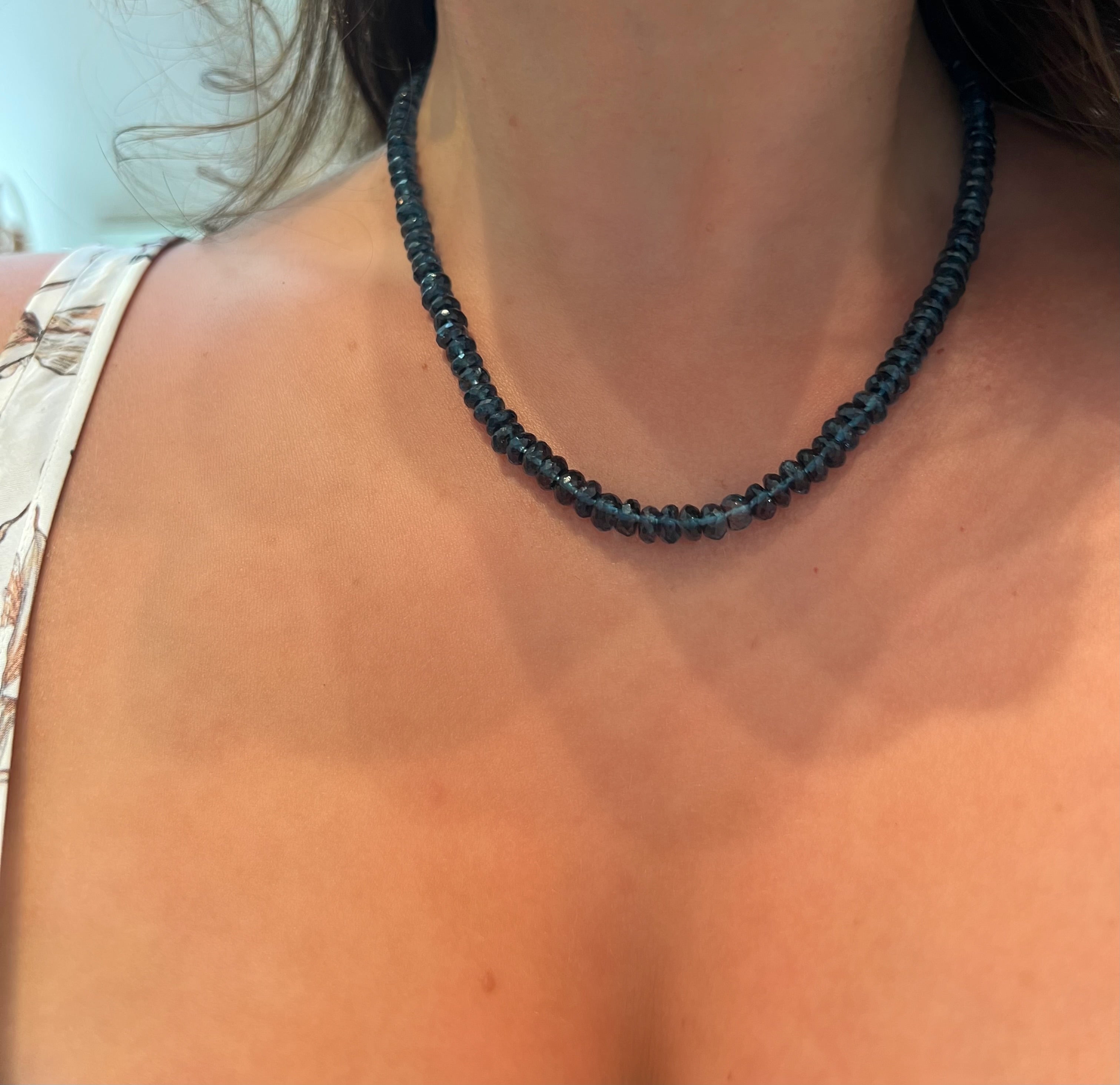 WD1936 London Blue Topaz Beaded Necklace — 14K Yellow Gold