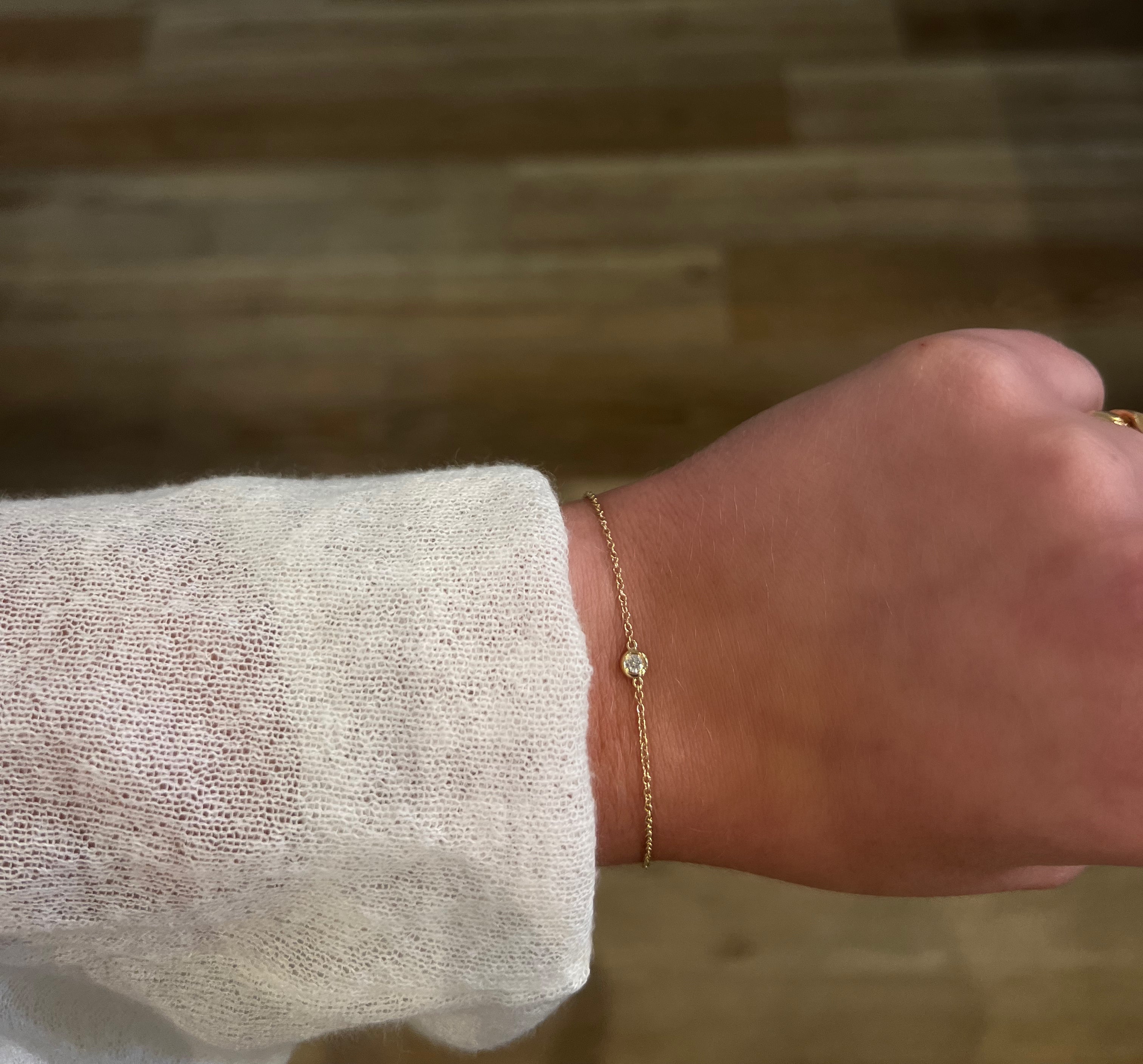 14K Gold Solitaire Diamond Bracelet