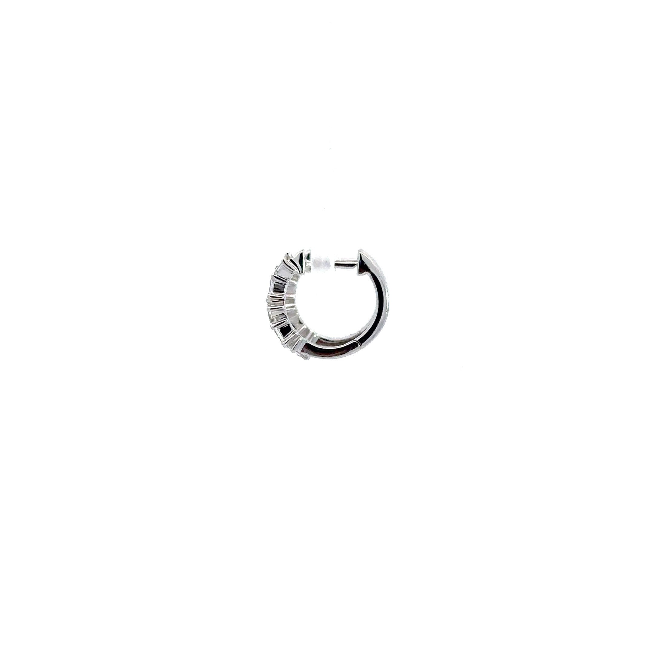 WD972 14kt gold huggie with baguette diamond hoops