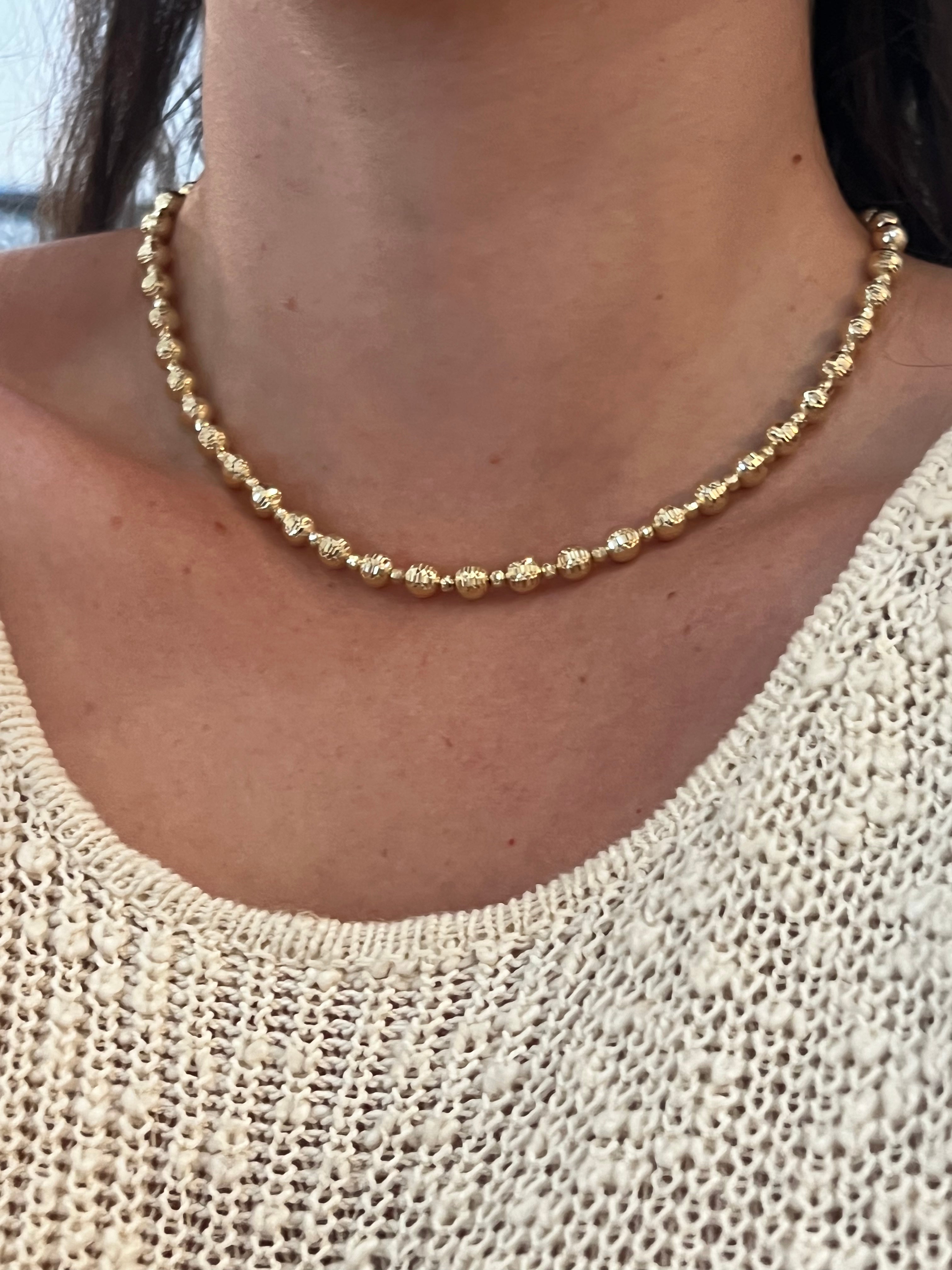 WD1847 14kt gold 6mm Faceted Bead Ball Necklace