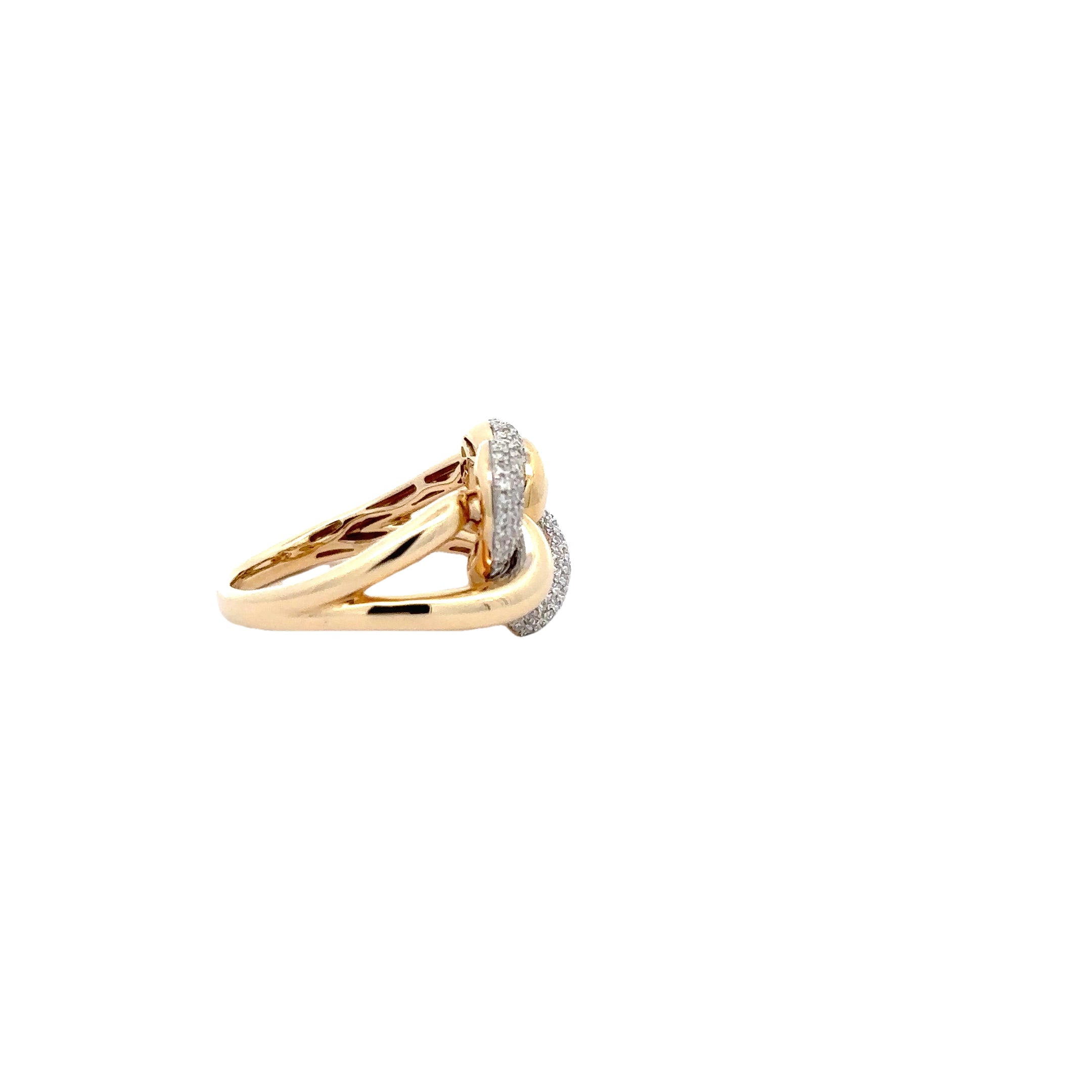 WD1729 14kt Love Knot Heart Ring With White Pave Diamond Detail