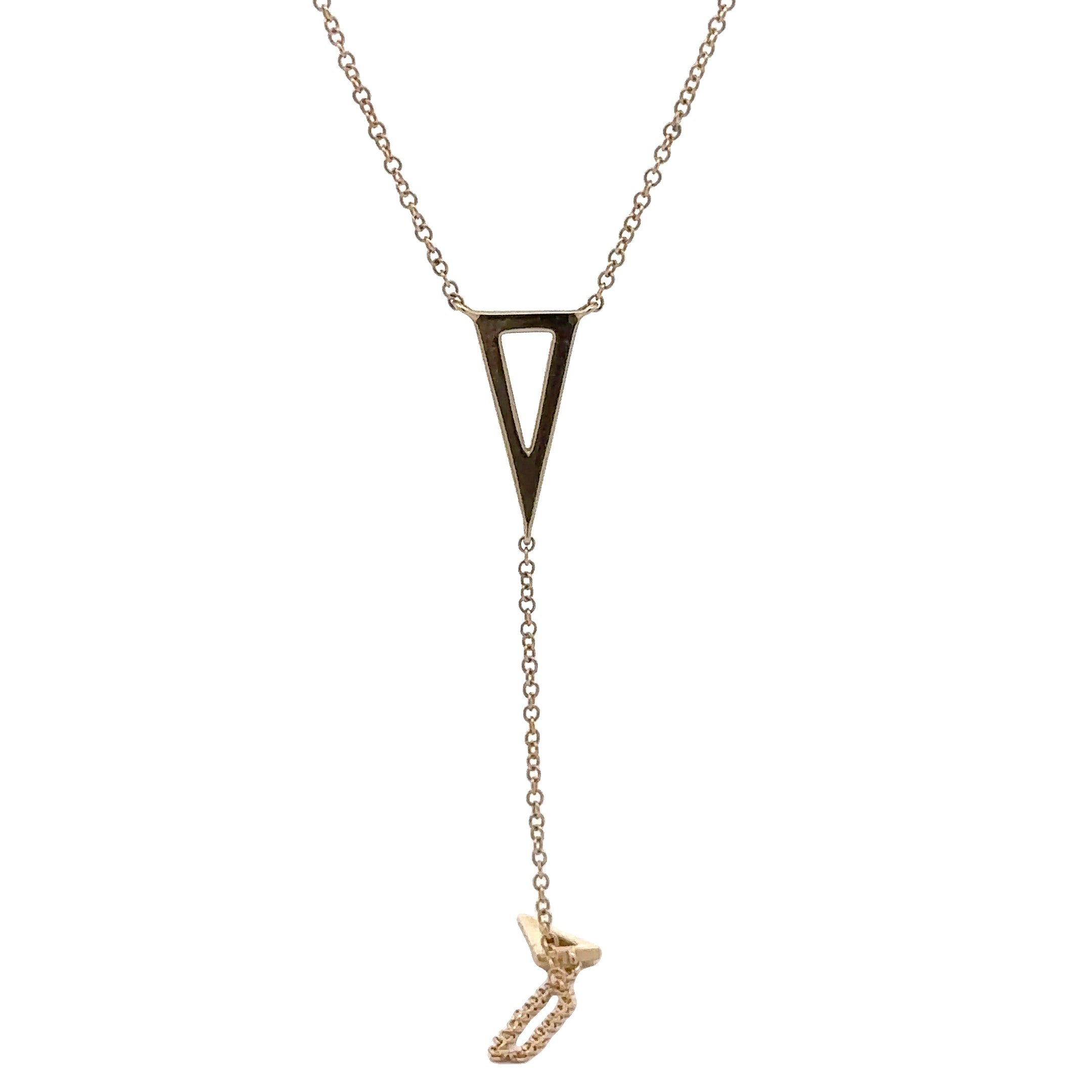 WD1791 14kt Gold Triangle Lariat Necklace with Diamond Accents