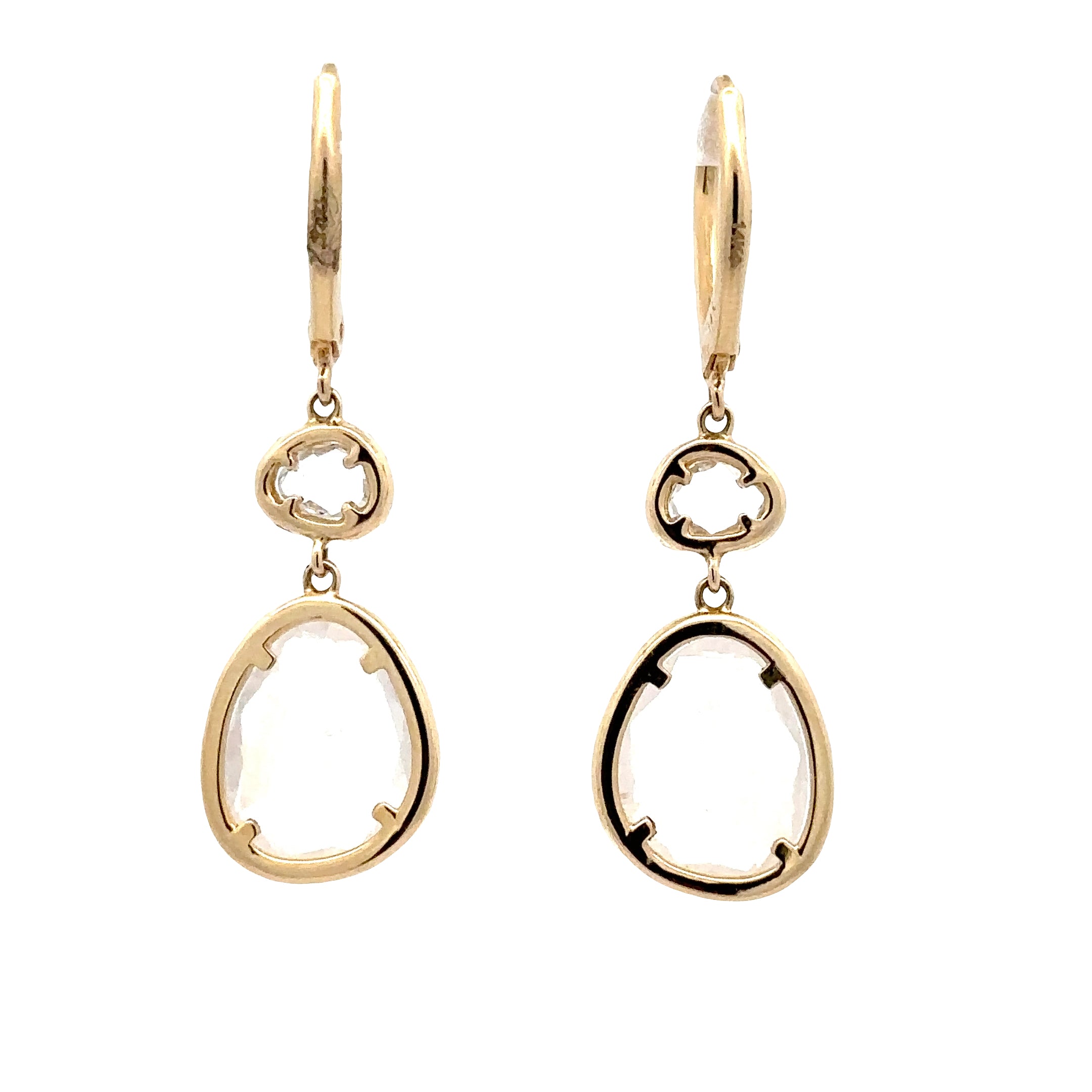 WD1808 14kt Gold Organic Moonstone Earrings with Pave Diamond Halos