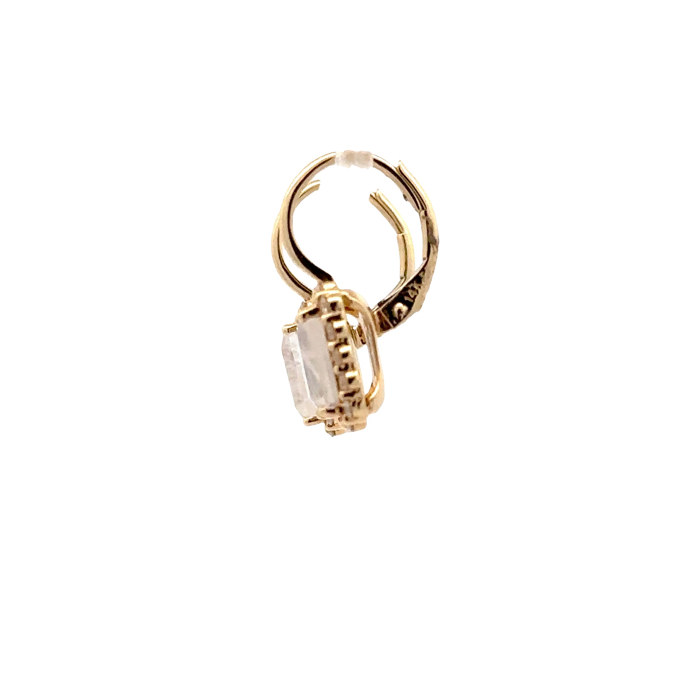 WD1813 14kt Gold Emerald Cut Moonstone with Diamond Halo o