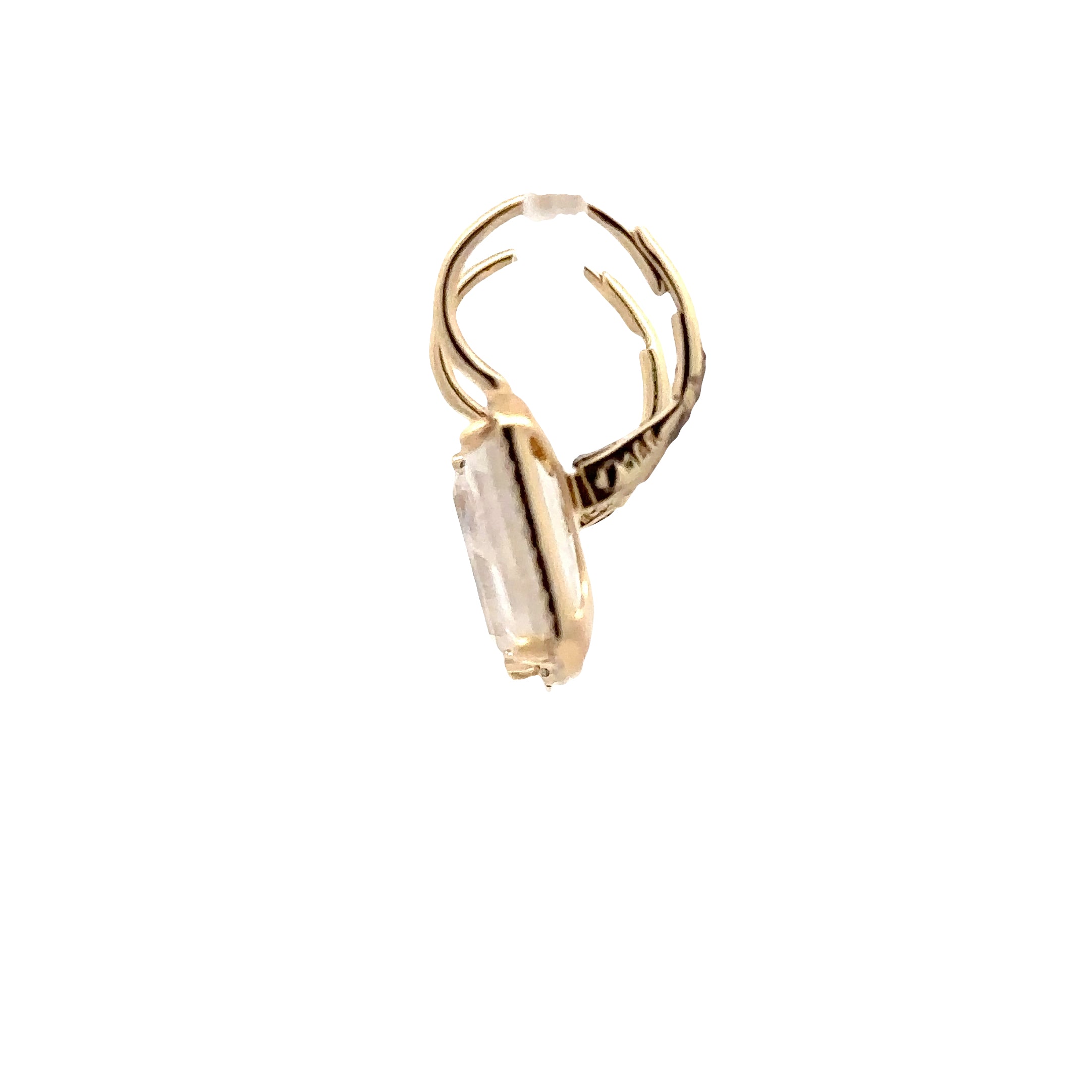 WD1812 14kt Yellow Gold Emerald Cut Moonstone with Diamond Halo