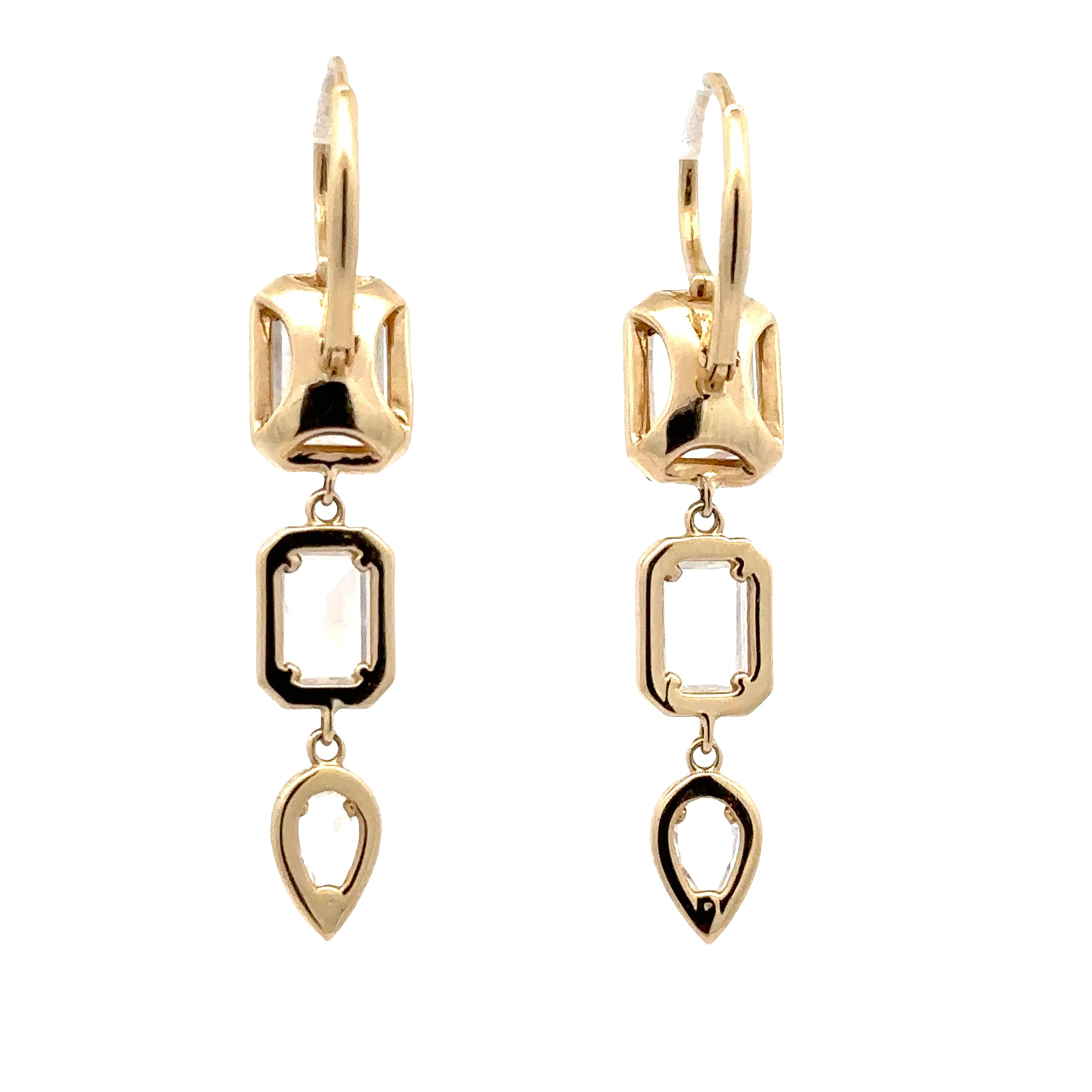 Wd1809 14kt Gold Multi-shaped Moonstone Earrings with Diamond Halos