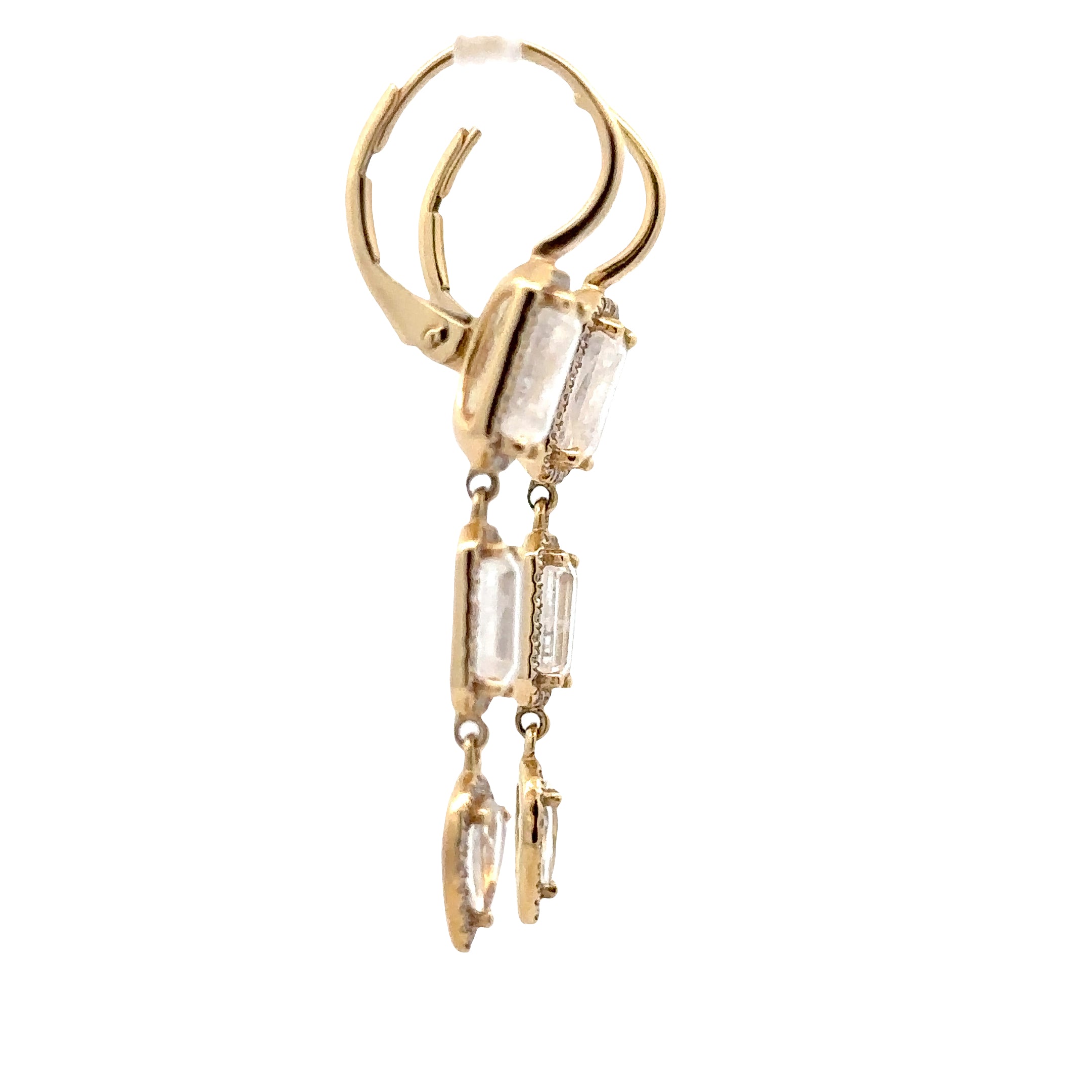 Wd1809 14kt Gold Multi-shaped Moonstone Earrings with Diamond Halos