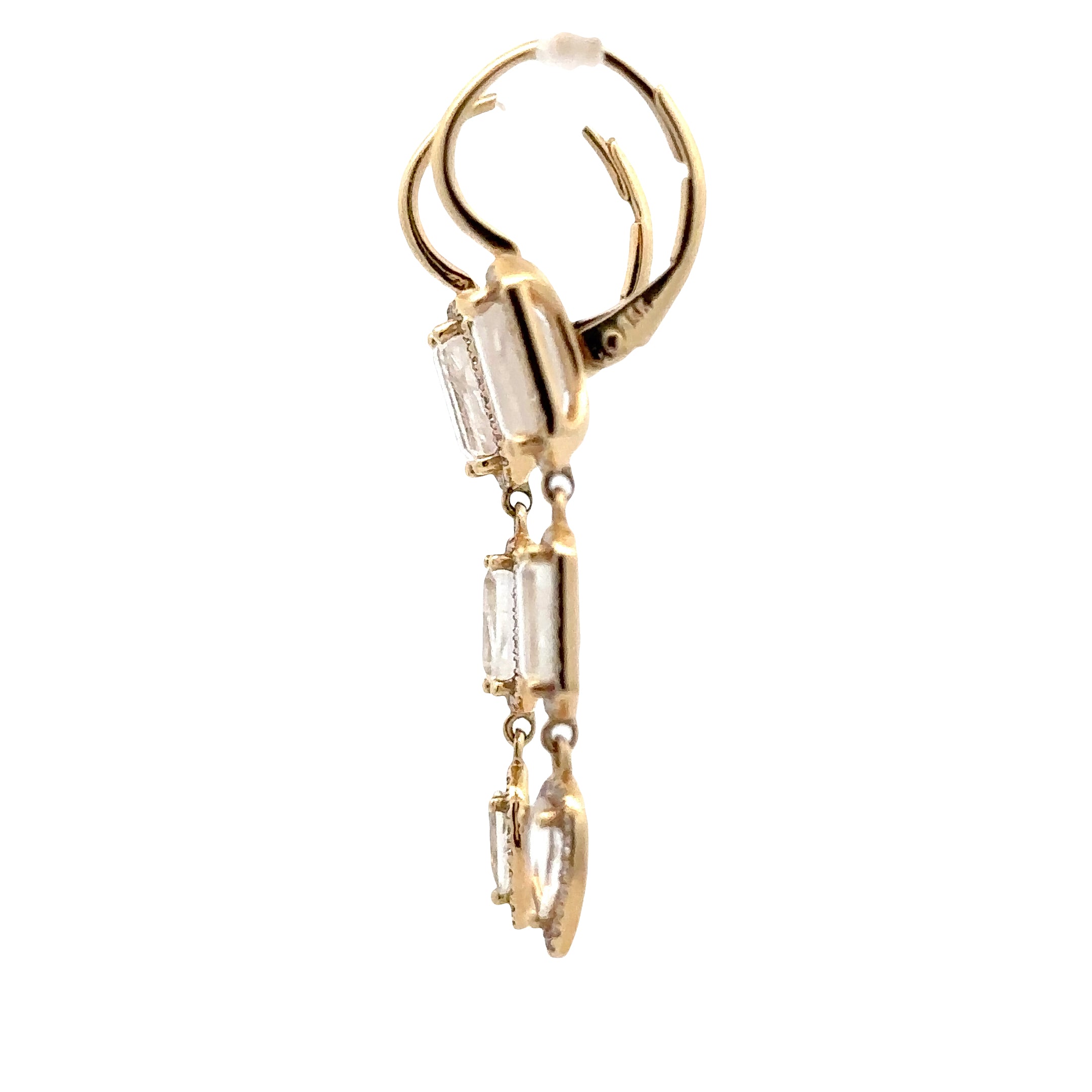 Wd1809 14kt Gold Multi-shaped Moonstone Earrings with Diamond Halos