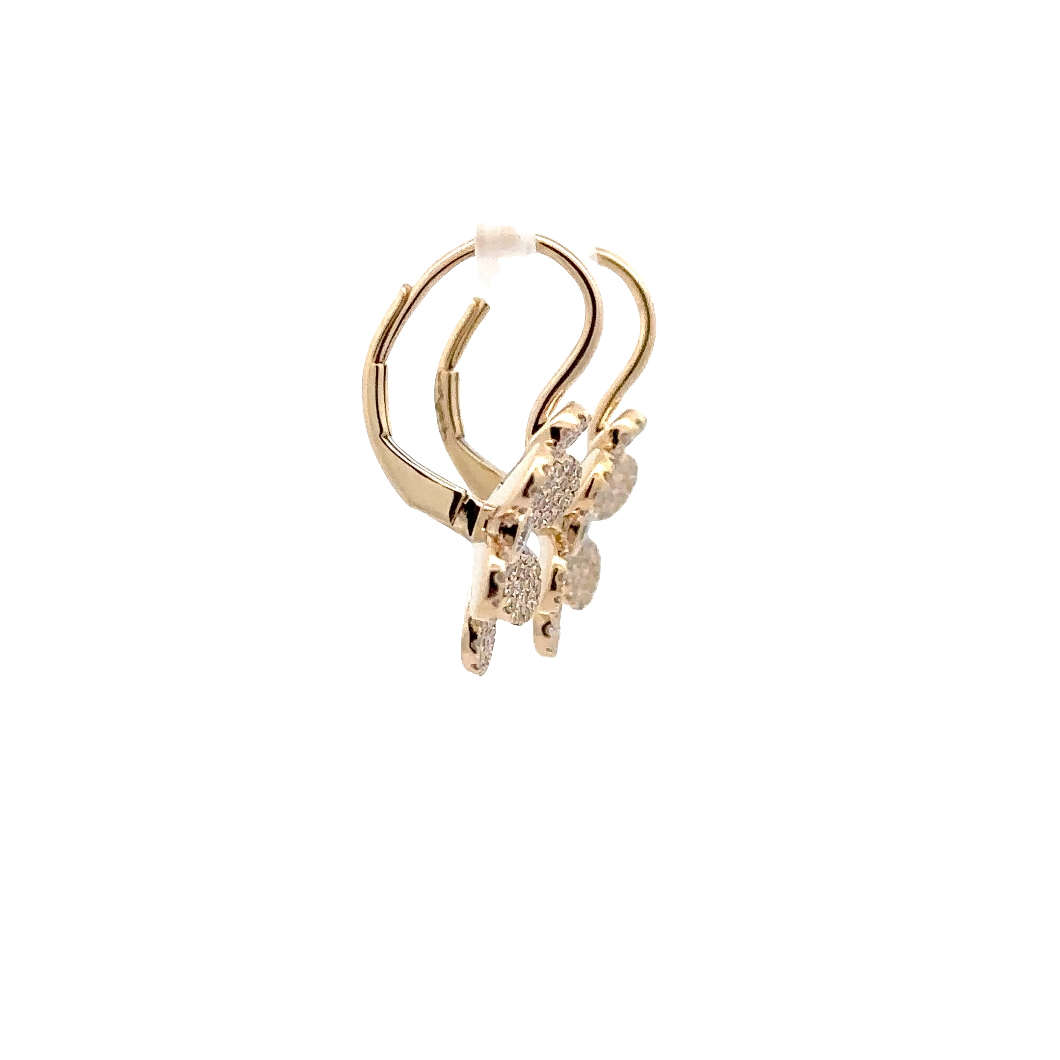 WD1815 14kt Gold Pave Diamond Daisy Leverback Earrings