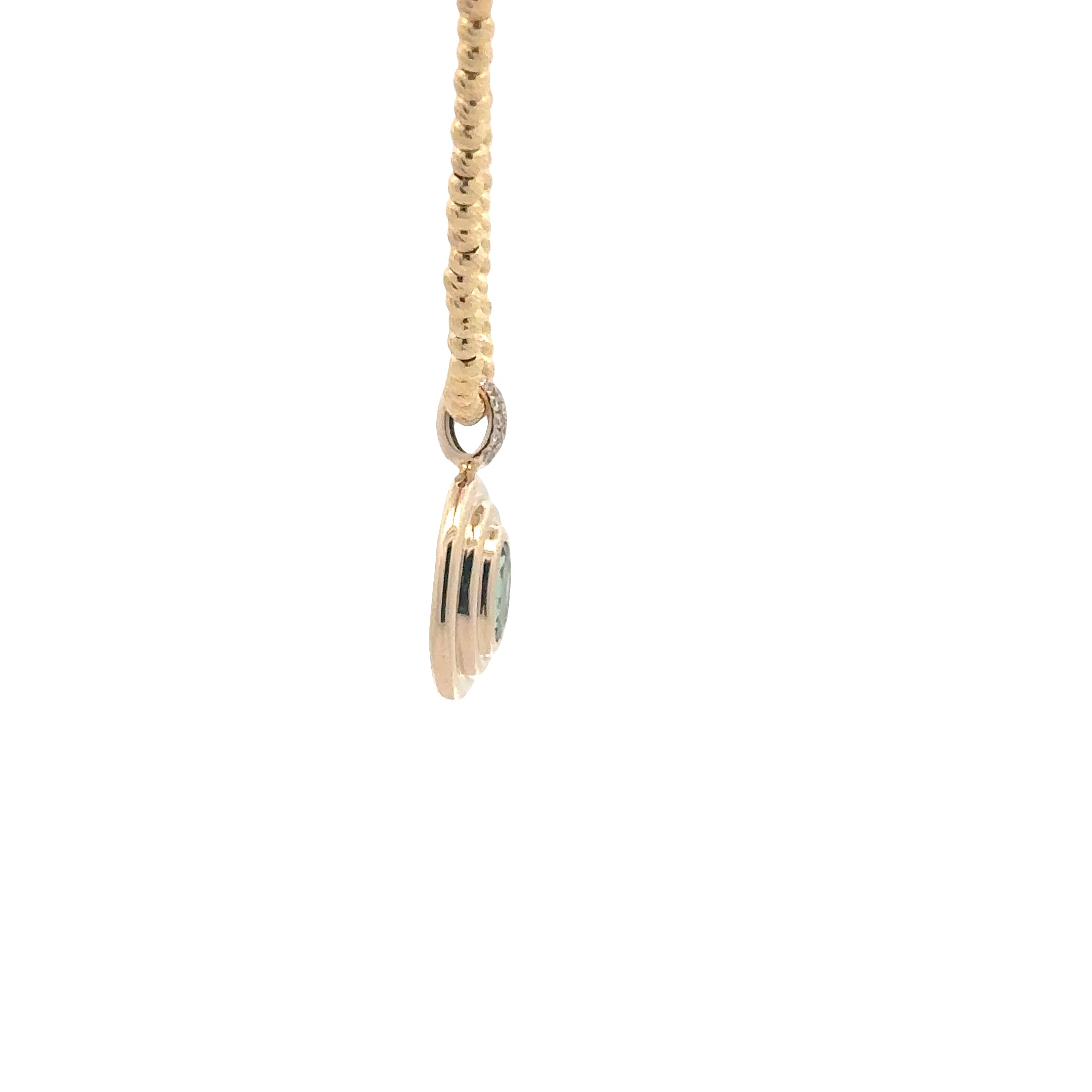 WD1824 14kt Gold Oval Pendant with Green Tourmaline and Pave Diamonds