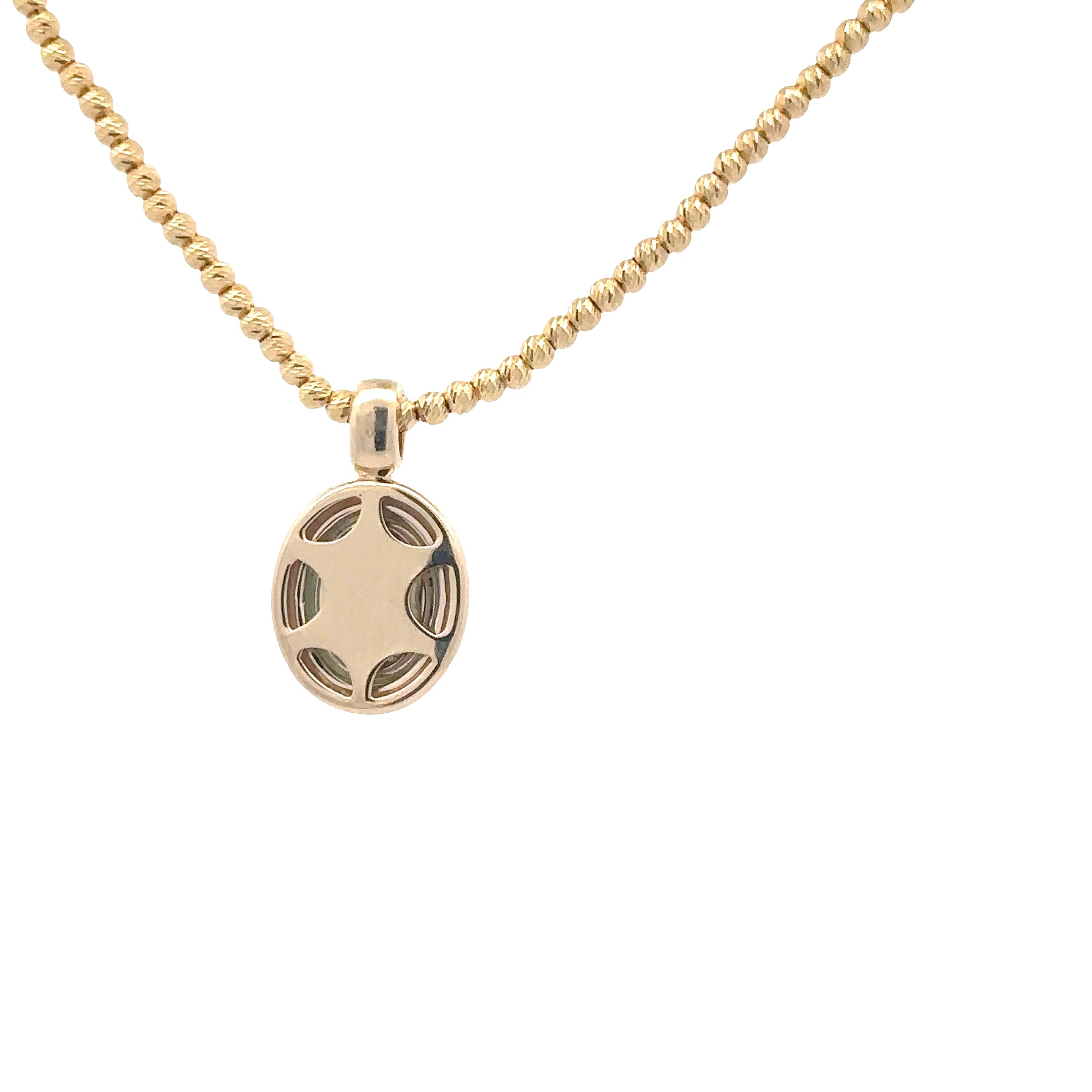 WD1824 14kt Gold Oval Pendant with Green Tourmaline and Pave Diamonds