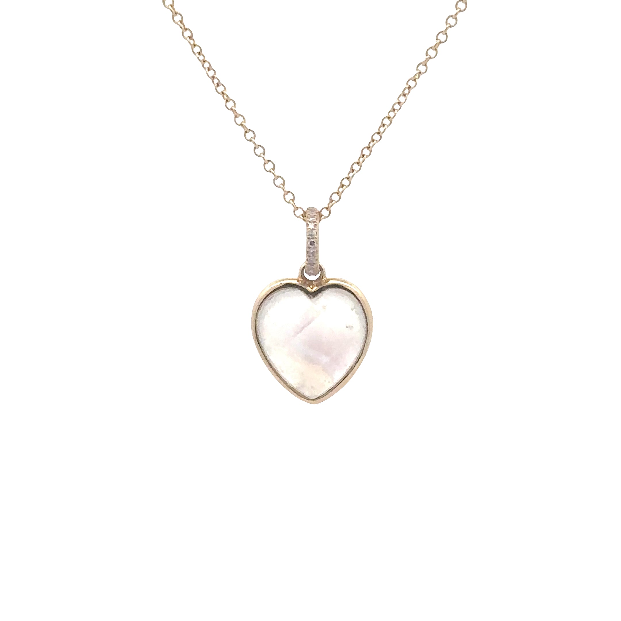 WD1826 14kt gold moonstone with diamond detail heart pendant