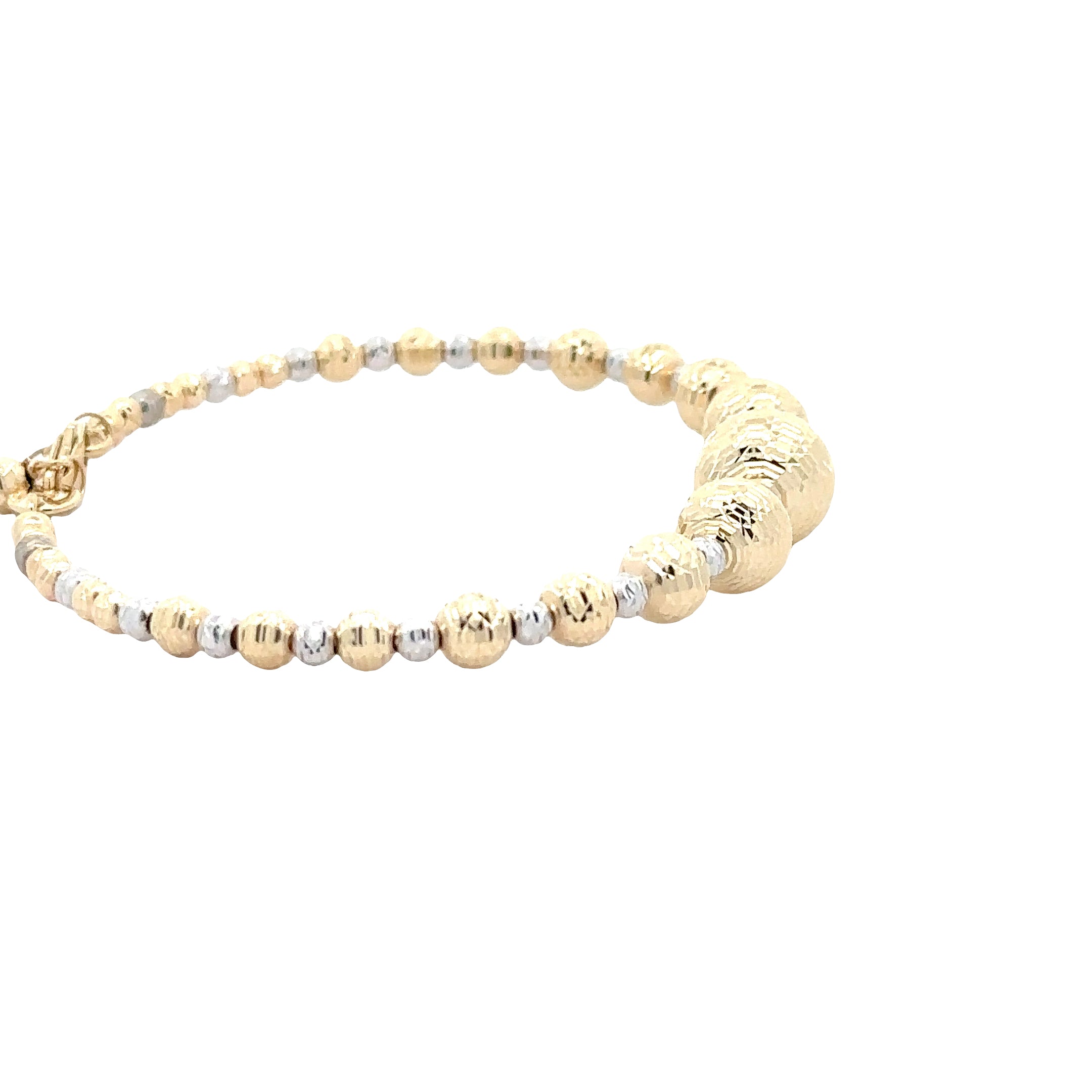 WD1846 14kt Gold Flexible Faceted Beaded Ball Cuff Bracelet with Clasp
