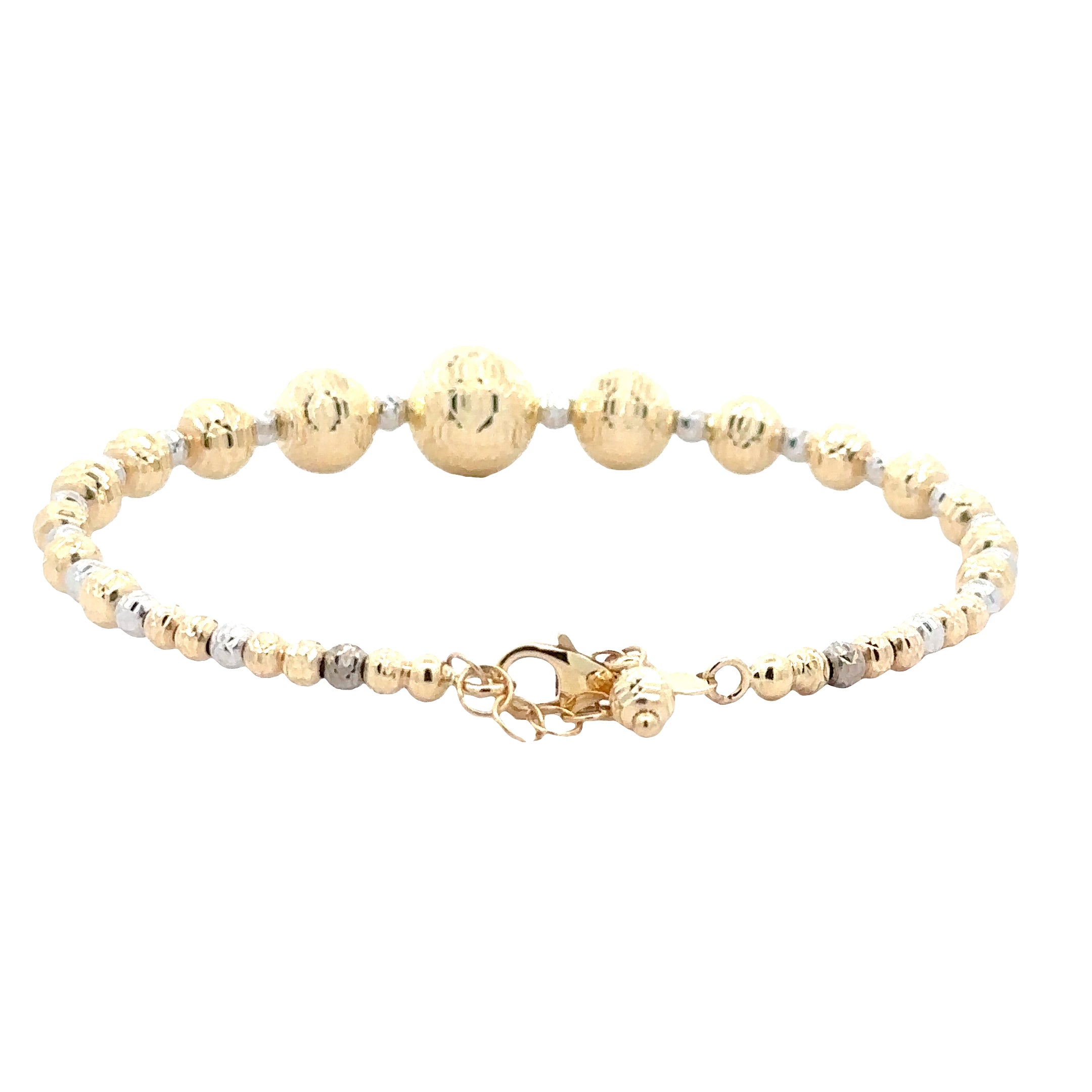 WD1846 14kt Gold Flexible Faceted Beaded Ball Cuff Bracelet with Clasp