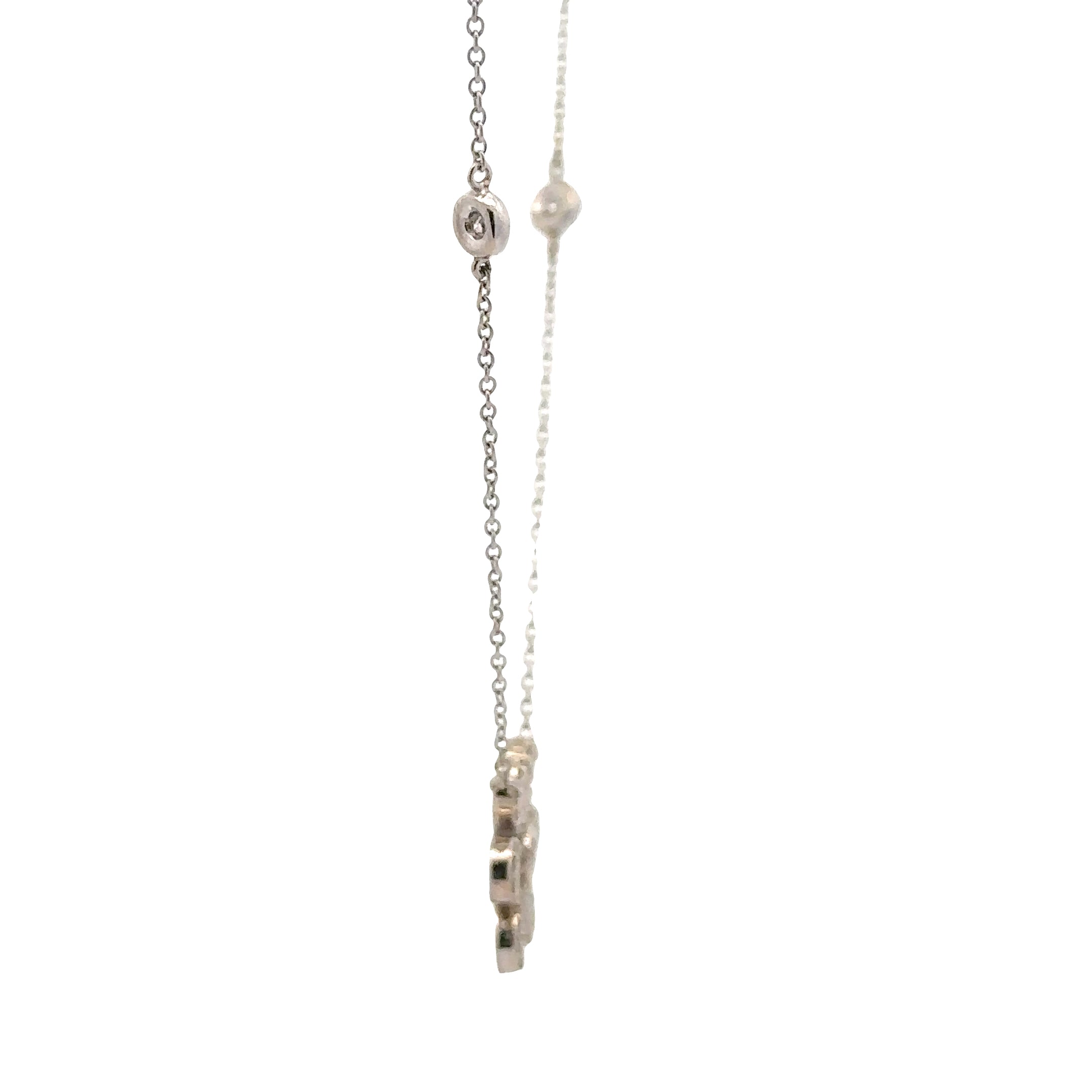 WD1741 14kt Gold and Pave Diamond Flower Necklace