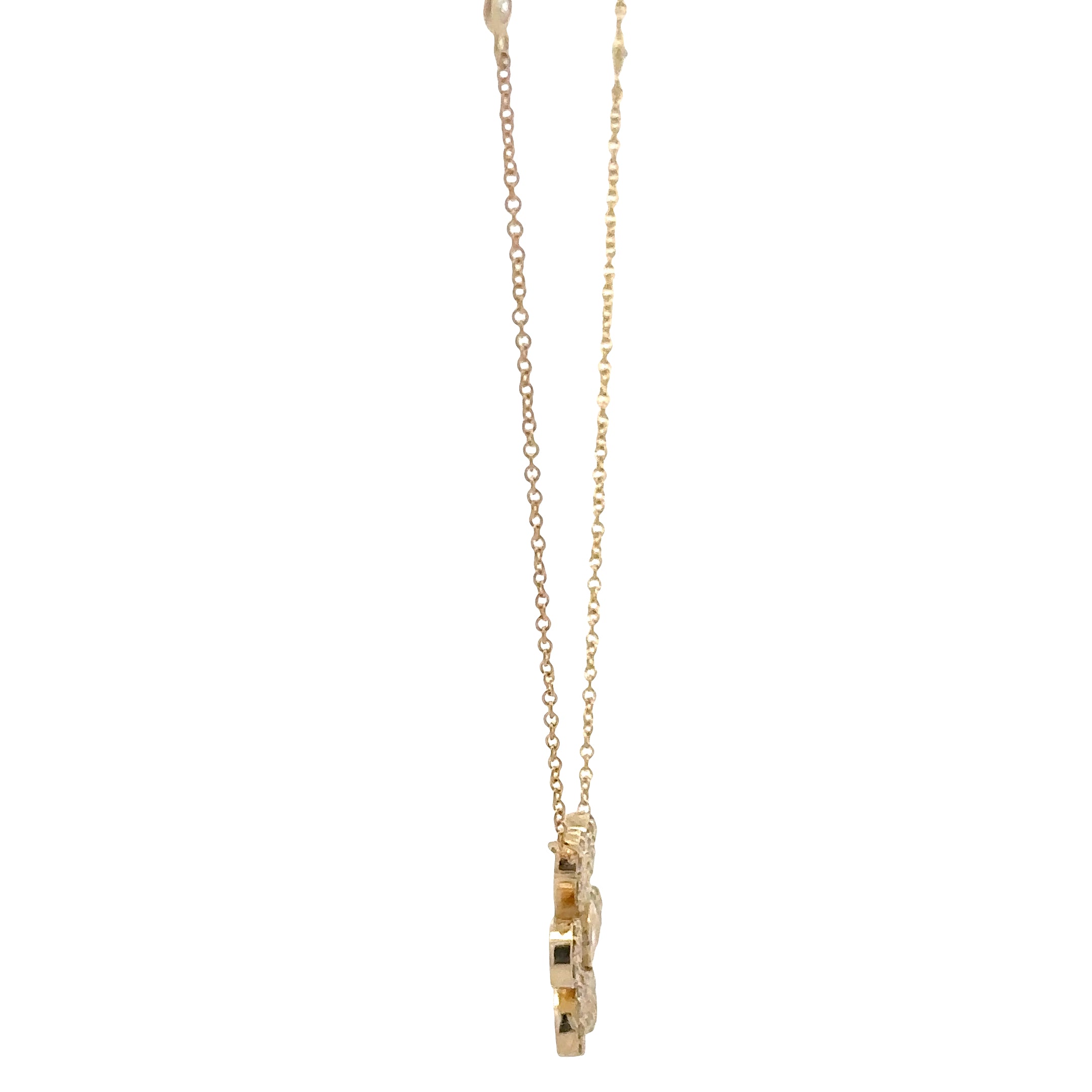 WD1741 14kt Gold and Pave Diamond Flower Necklace