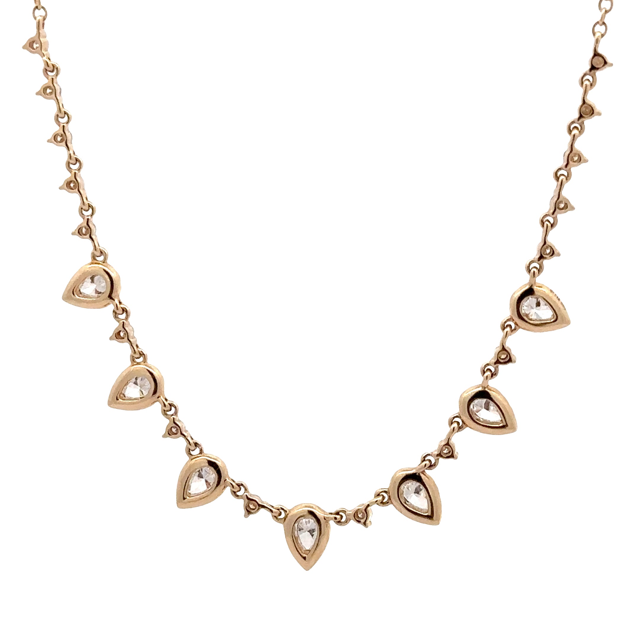WD1849 14kt Gold multi drop diamond necklace