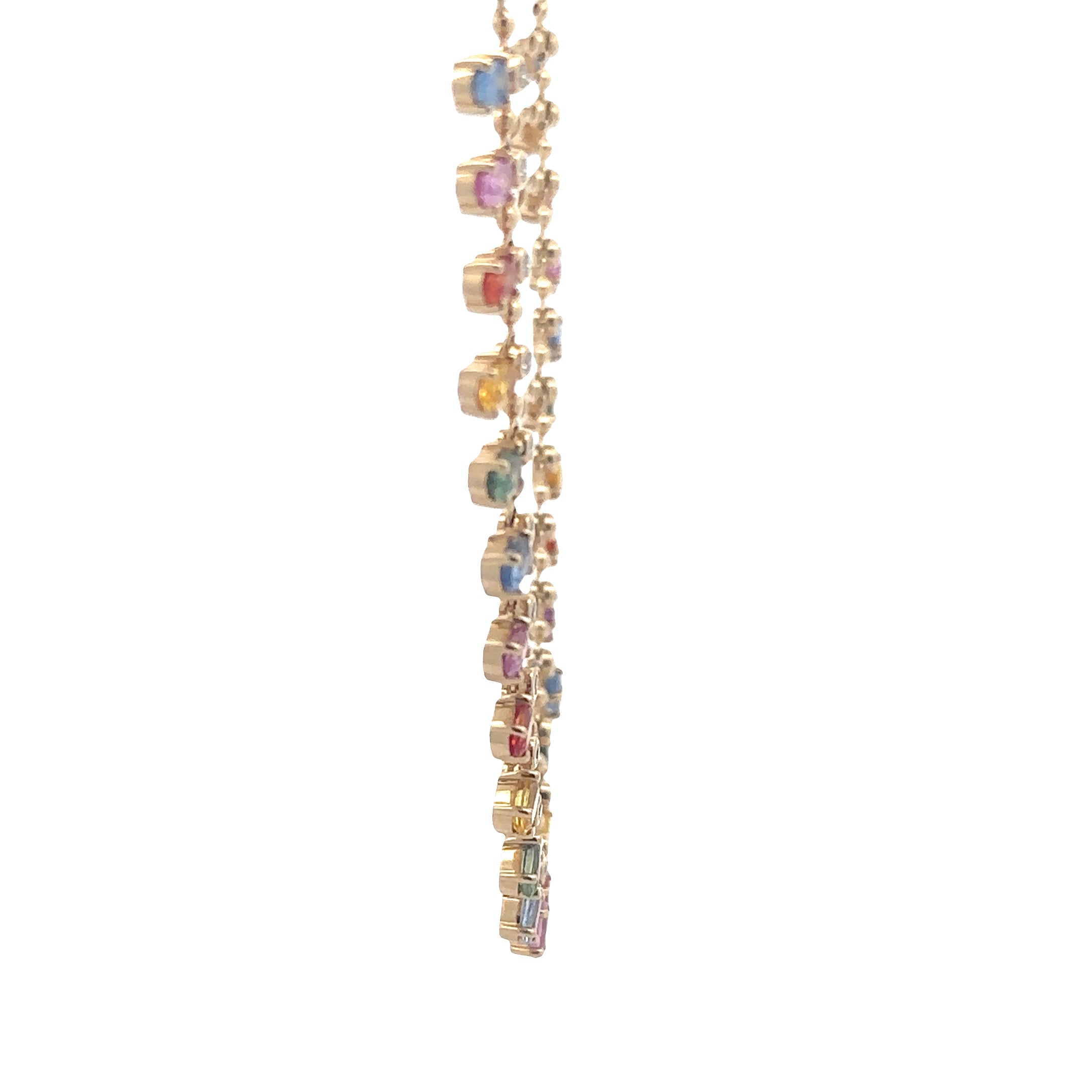 WD1851 14kt gold 25 stone multi colored sapphire neckless with Diamond Details