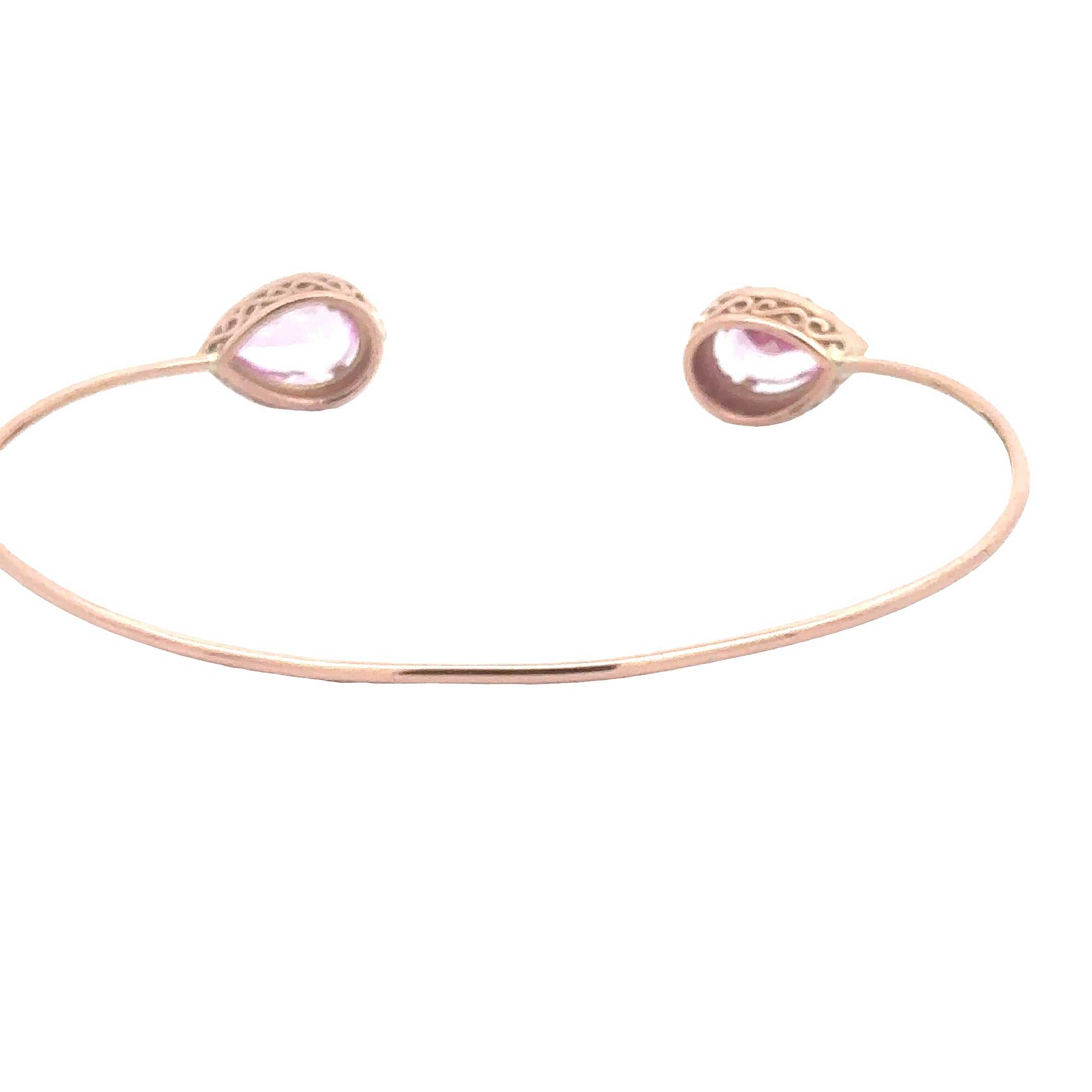 WD1870 14kt Rose Gold Pink Zircon with Diamond Halo Cuff Bracelet