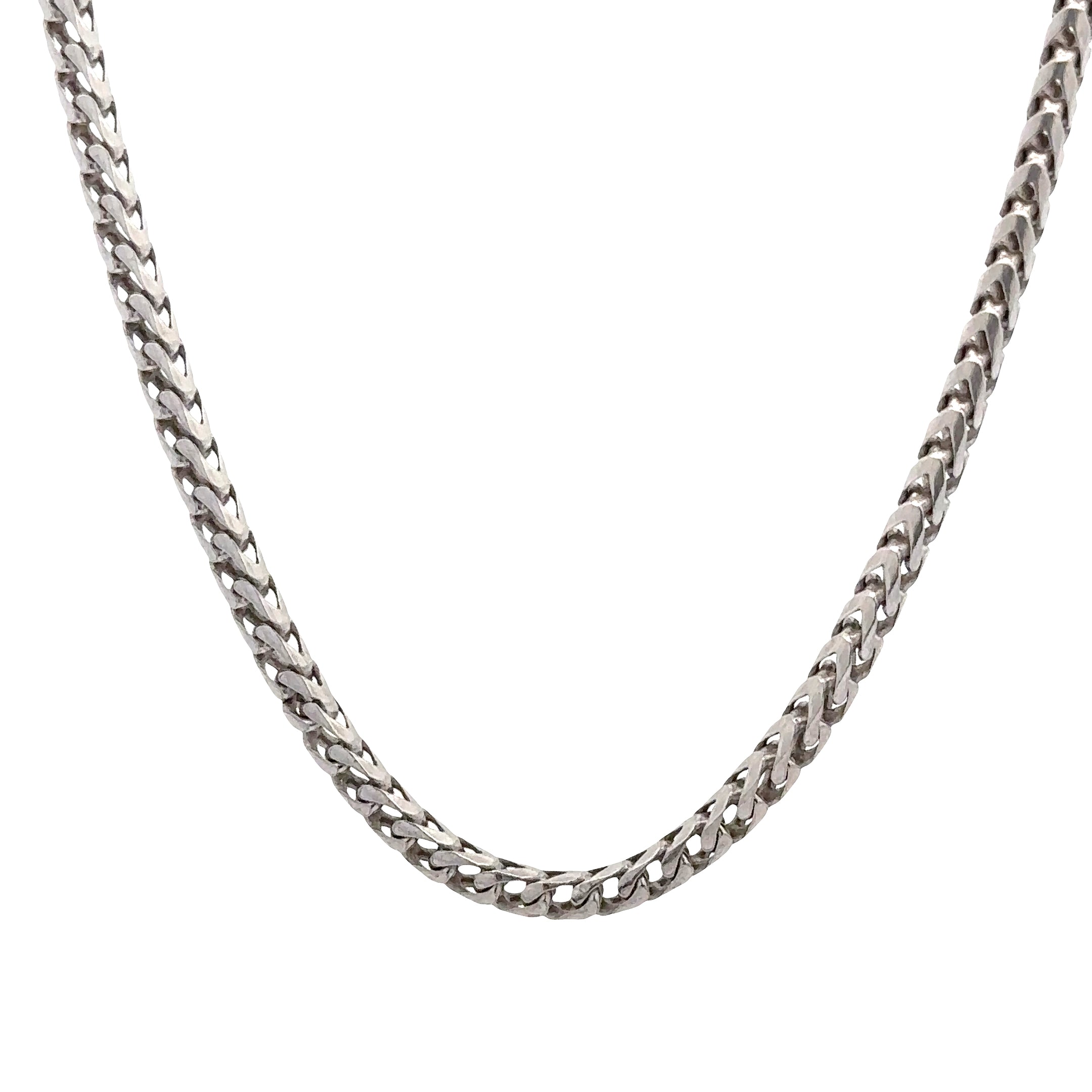 FRN230RH Italian Sterling Silver Rhodium 2.5MM Franco Chain