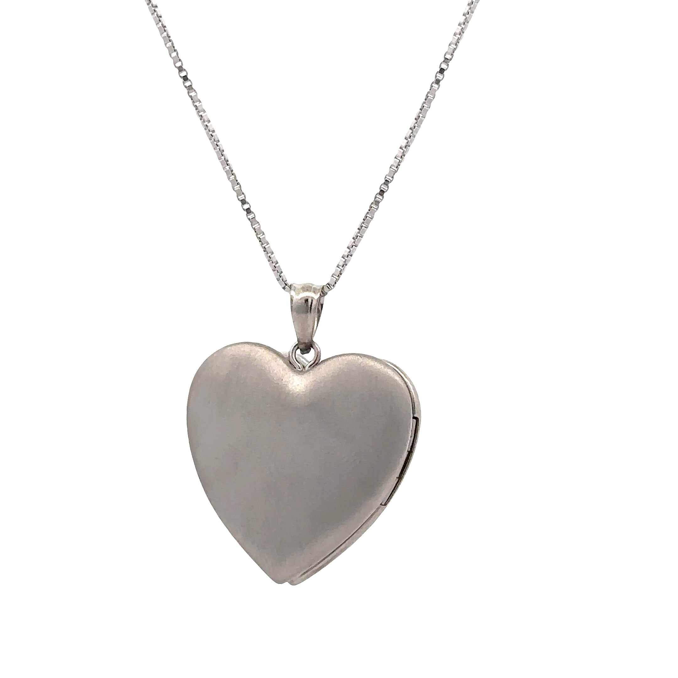 6LH24120H-BX19H Italian Sterling silver with Rhodium Engraveable Locket with 24" Box Chain