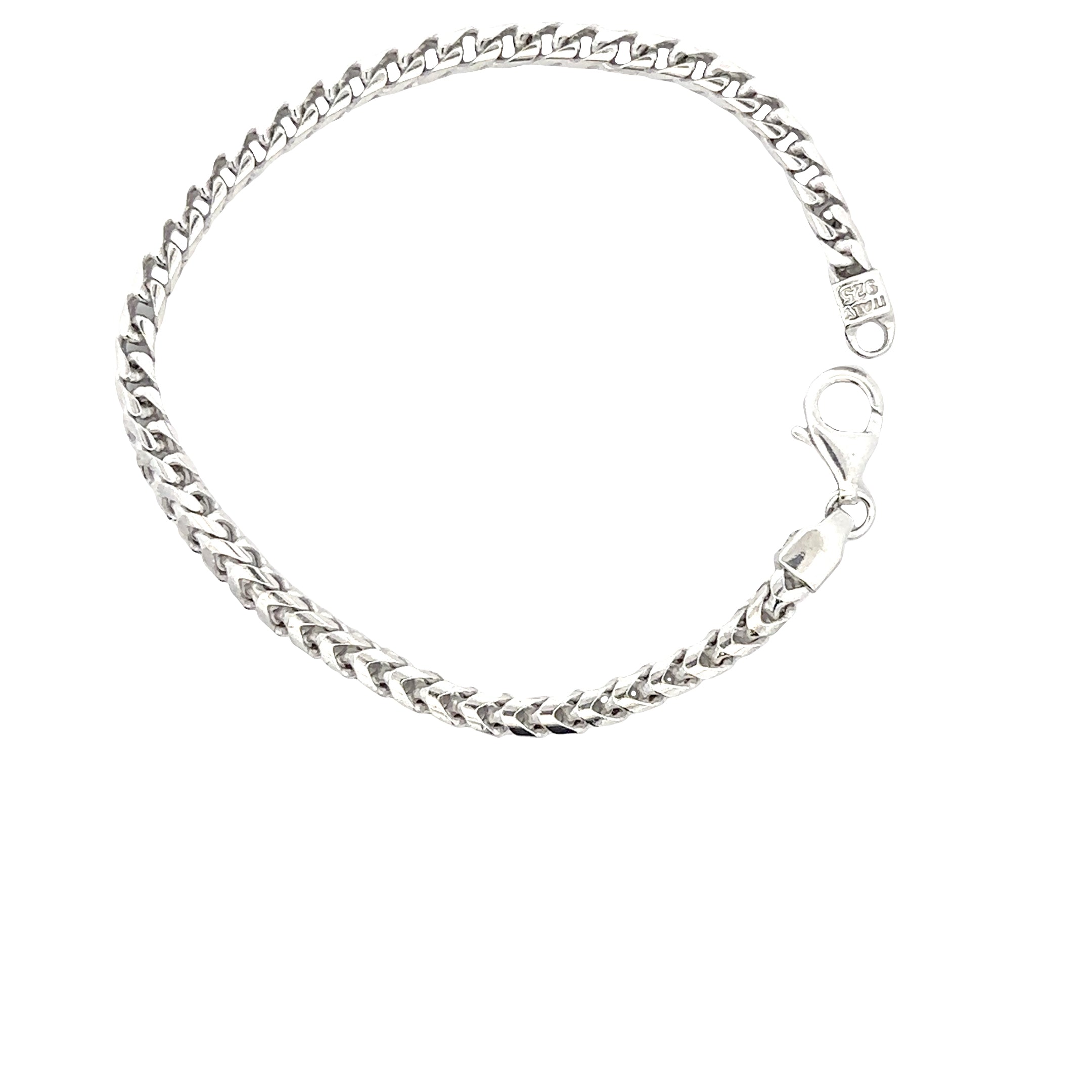 FRN370RH Italian Sterling Silver Rhodium Plated Mens Bracelet