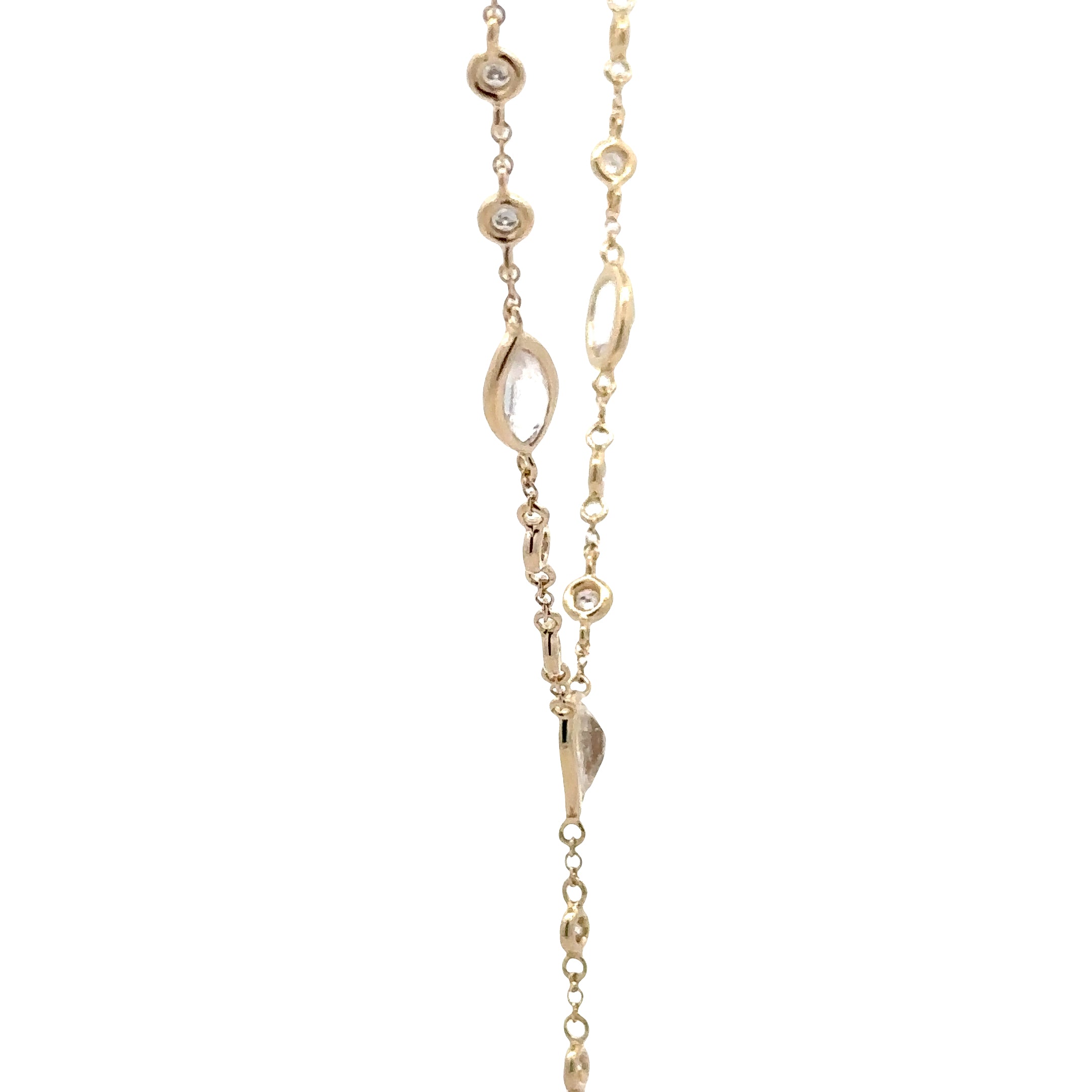 WD1871 14kt Gold, Moonstone, and Diamond Lariat Necklace