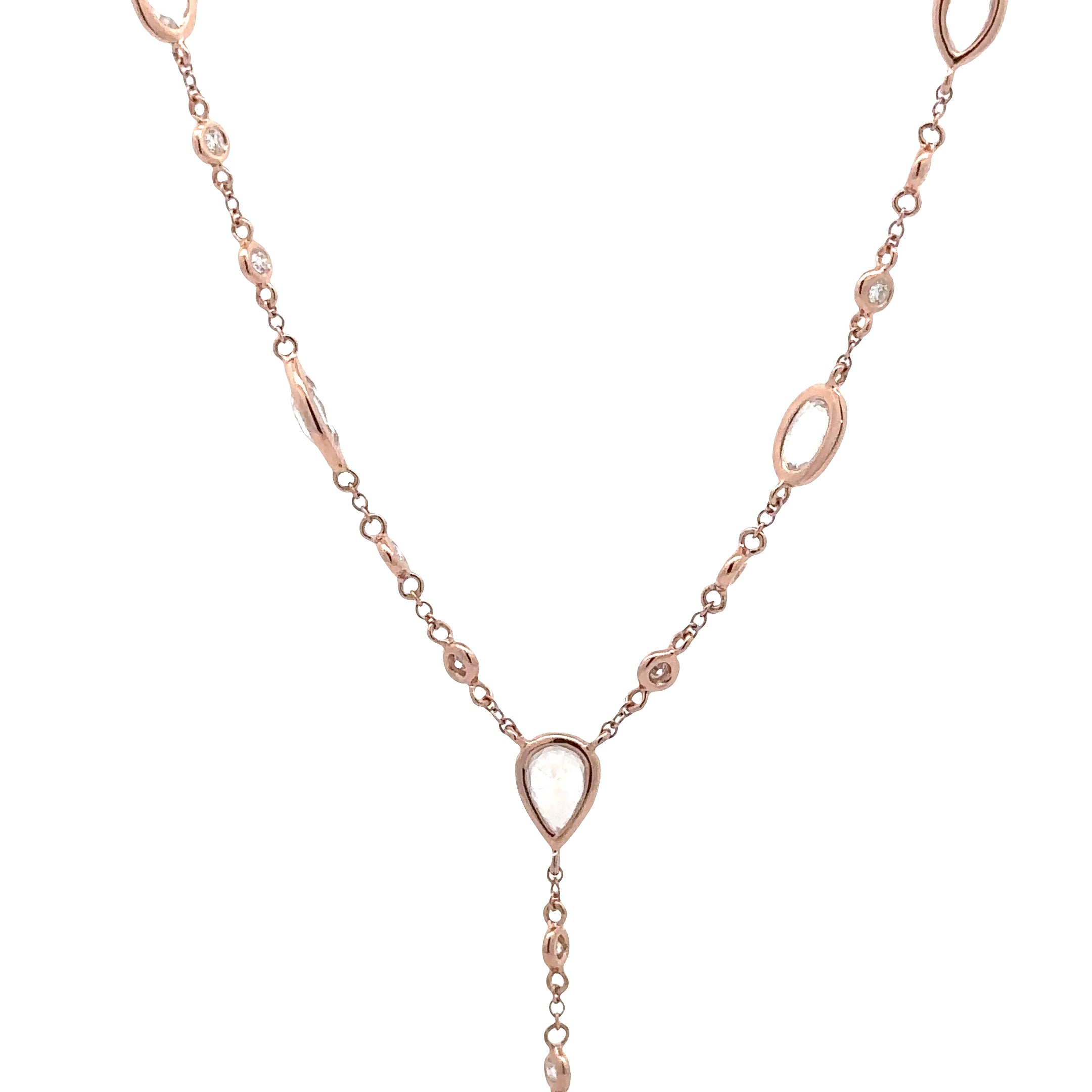 WD1871 14kt Gold, Moonstone, and Diamond Lariat Necklace