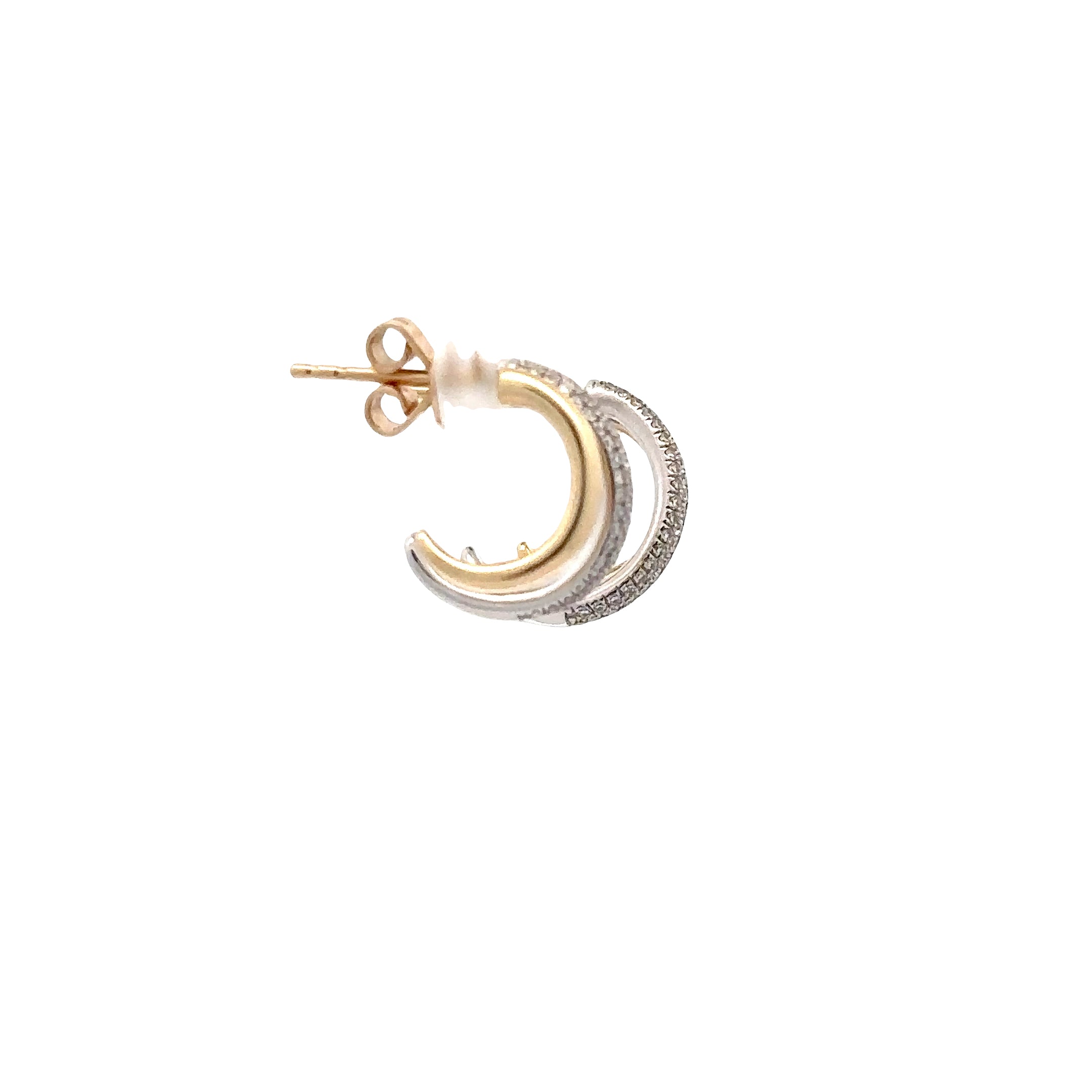 WD1883 14kt Gold Double Hoop with Pave Diamond Detail