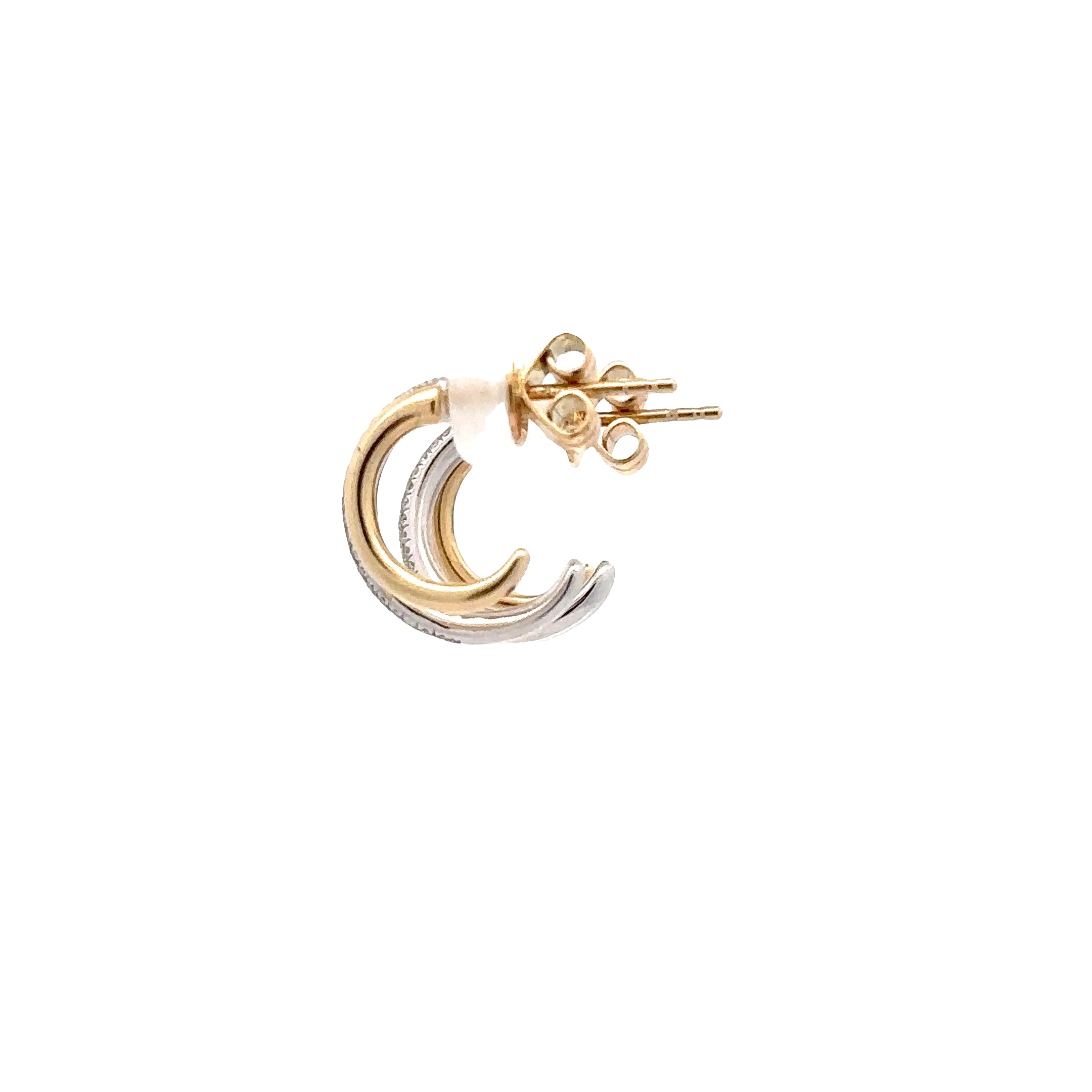 WD1883 14kt Gold Double Hoop with Pave Diamond Detail