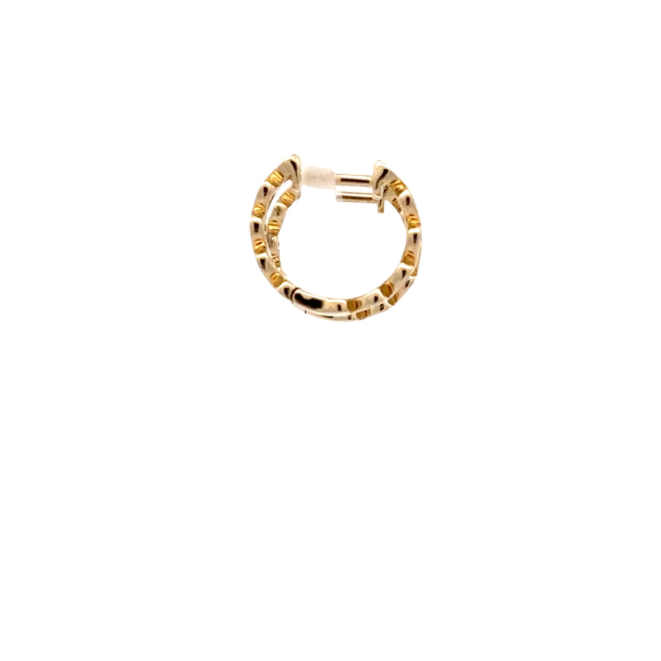 WD1888 14kt Gold Pave Diamond Heart Huggie