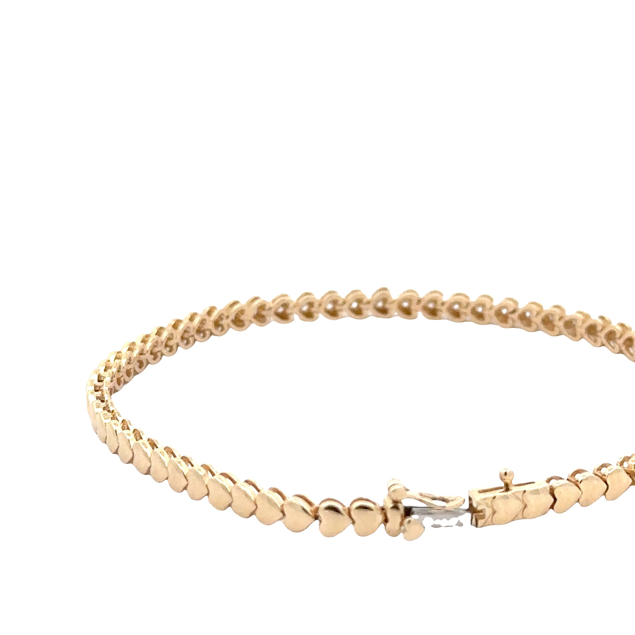 WD1890 14kt yellow gold heart shape bracelet with diamond detail