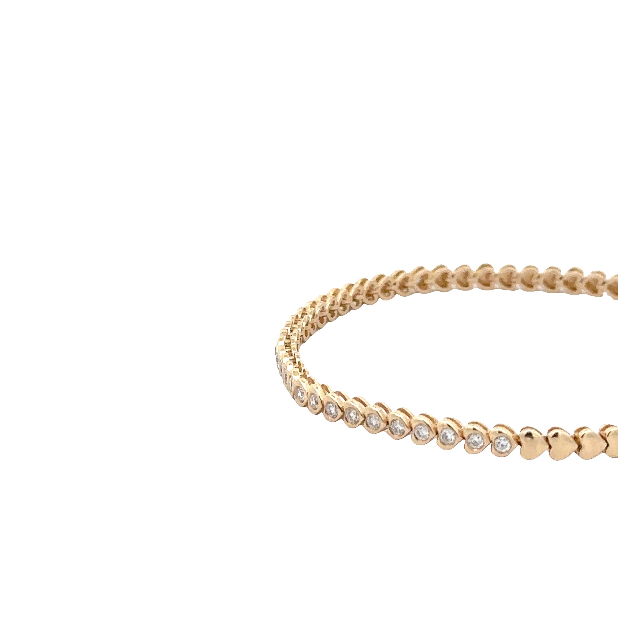 WD1890 14kt yellow gold heart shape bracelet with diamond detail
