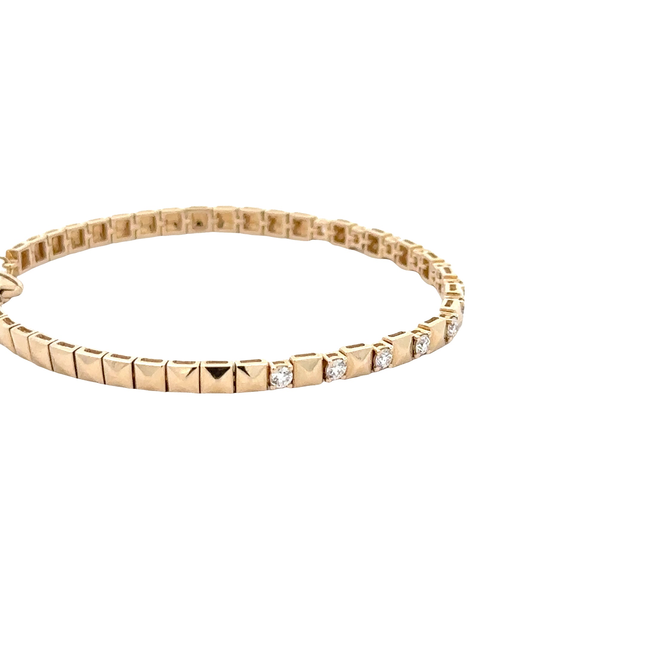 WD1894 14kt Yellow Gold Square Stud Diamond Bracelet