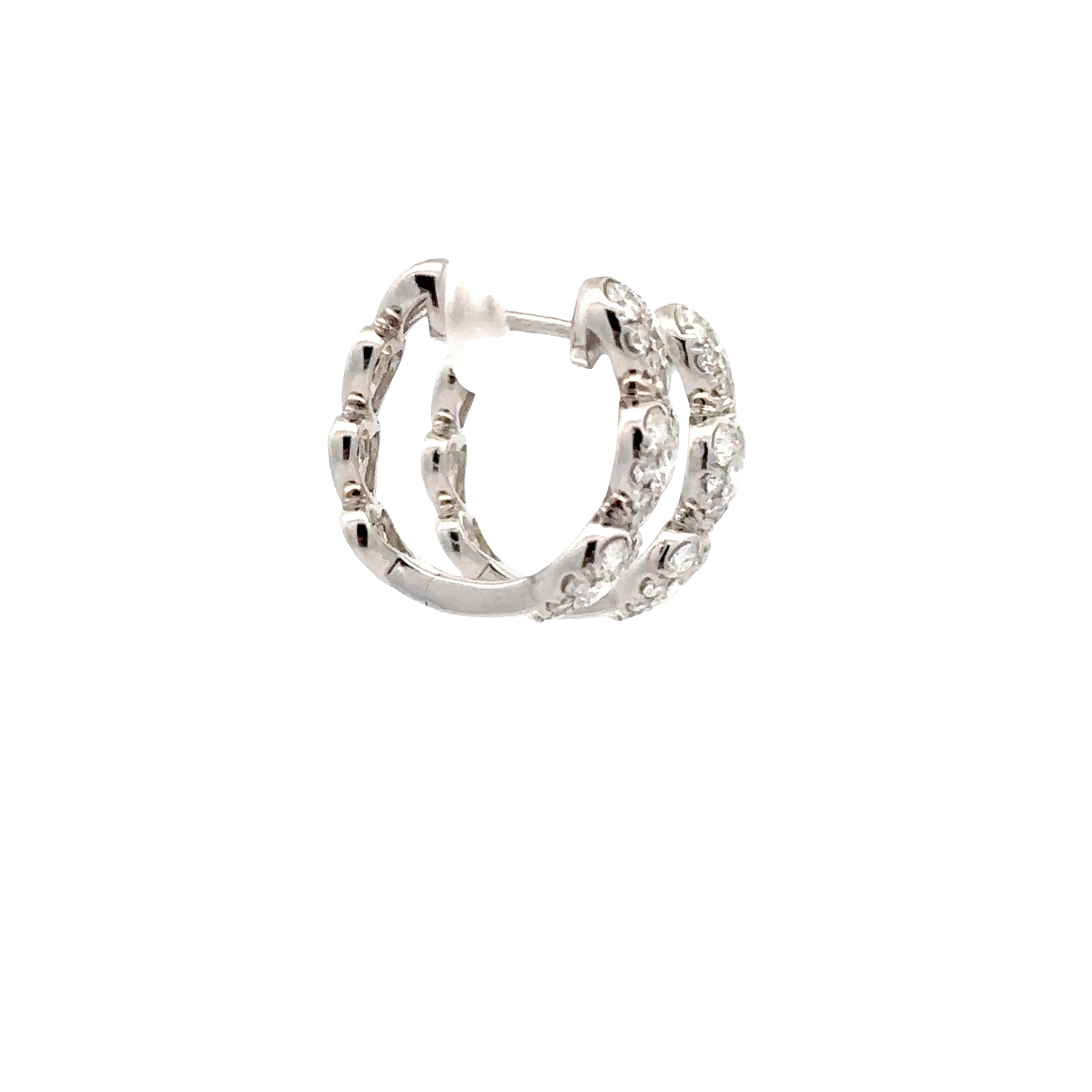 WD1902 14kt Gold Heart Shaped Diamond Hoops