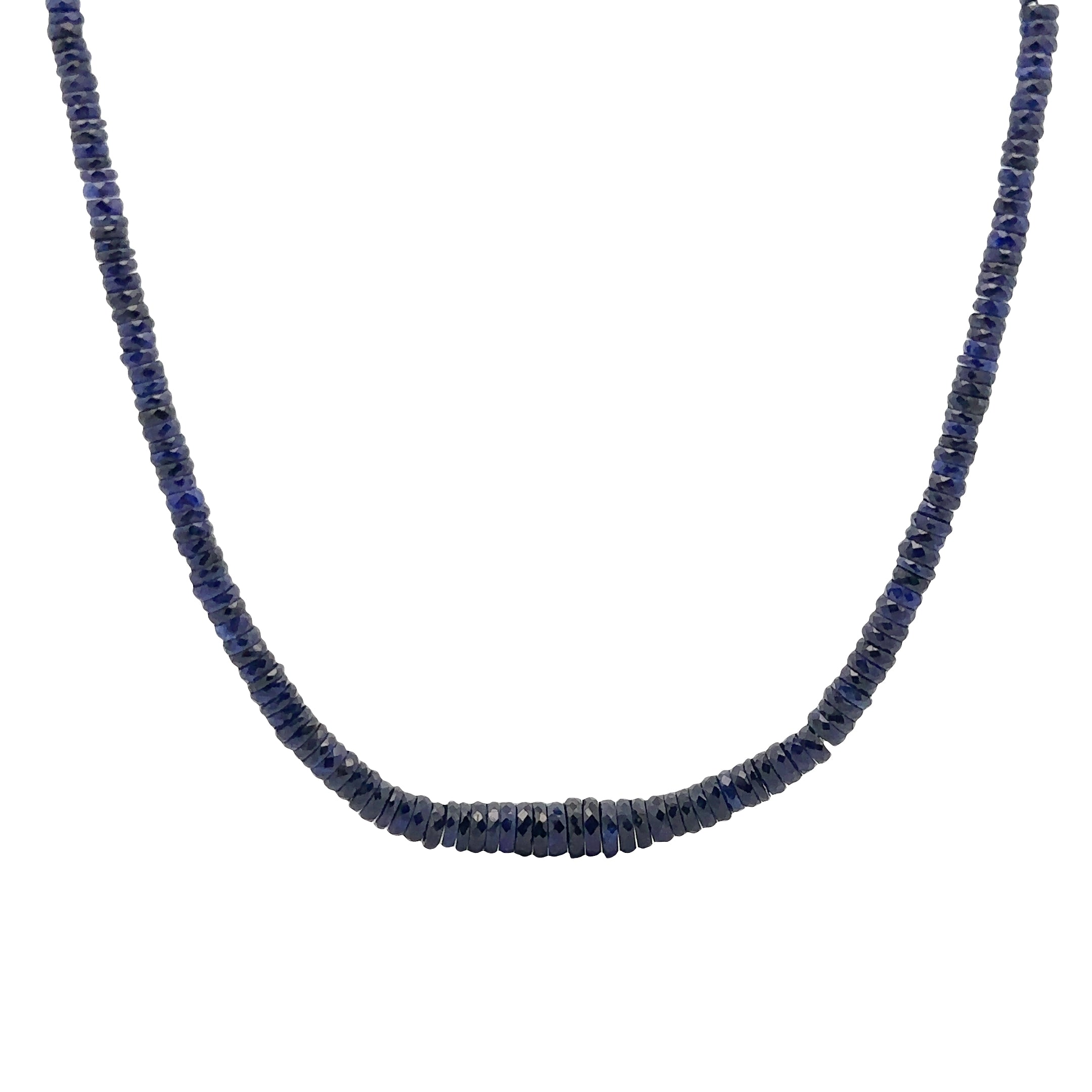 WD1929 Faceted Blue Sapphire Necklace — 14K Yellow Gold