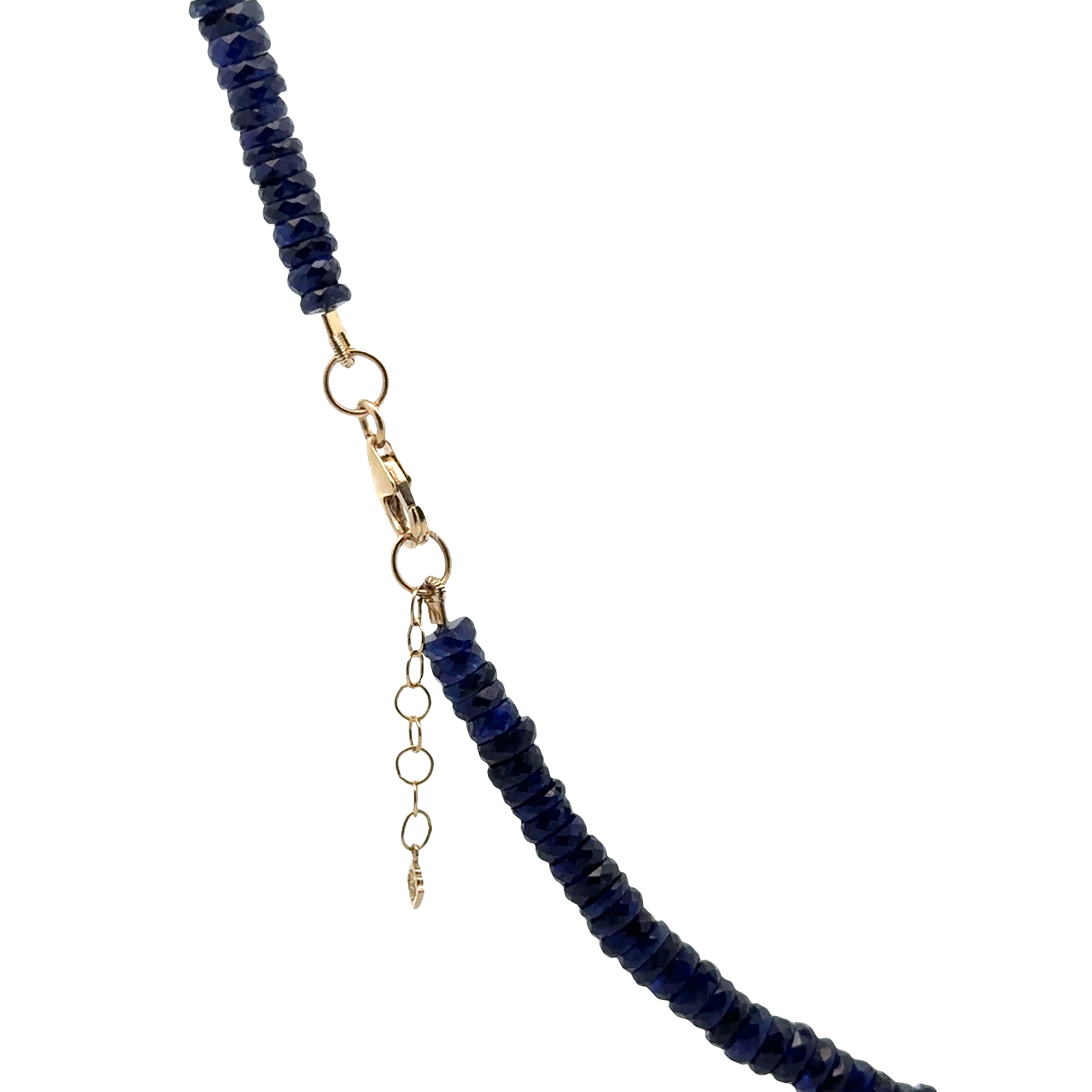 WD1929 Faceted Blue Sapphire Necklace — 14K Yellow Gold