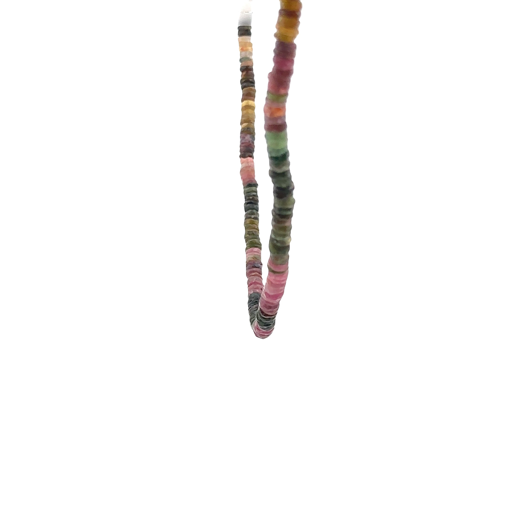 WD1935 Watermelon Tourmaline Beaded Necklace — 14K Yellow Gold