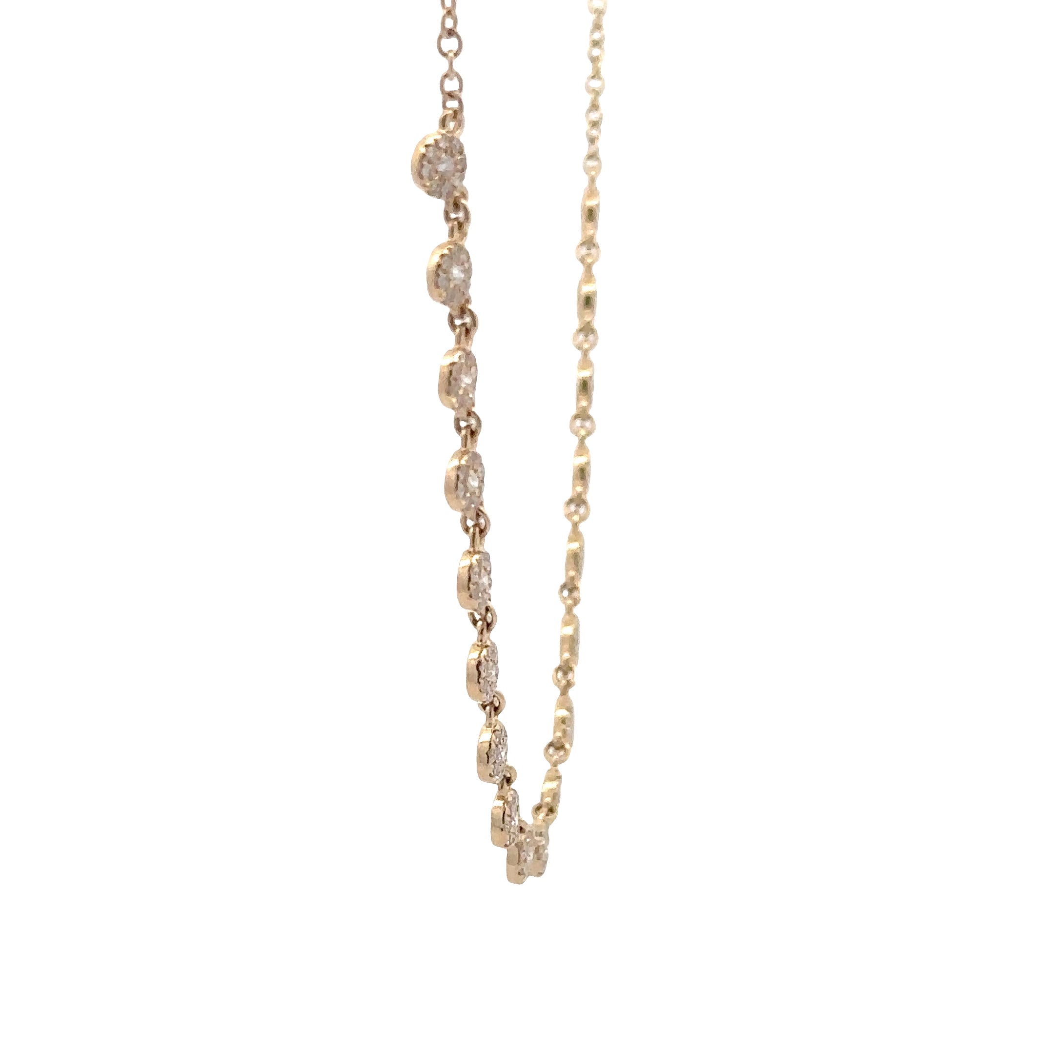 WD1953 14K Yellow Gold Diamond Station Necklace
