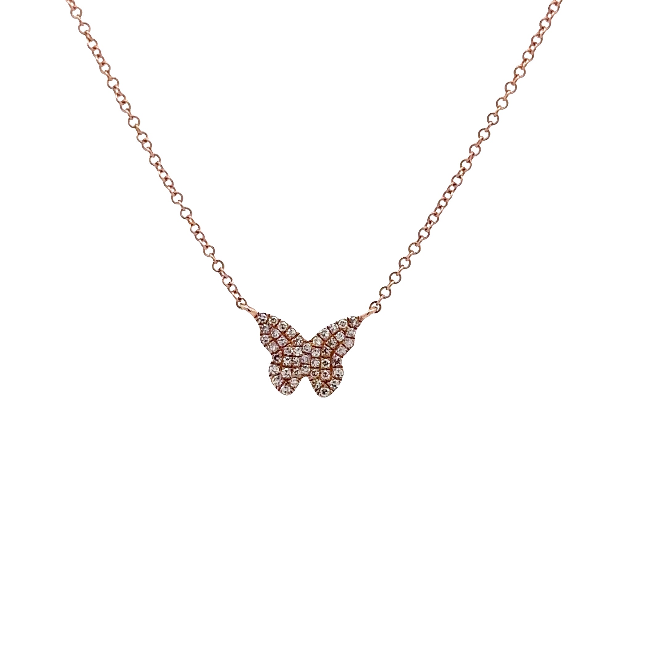 WD1101 14kt Pave diamond Butterfly Necklace