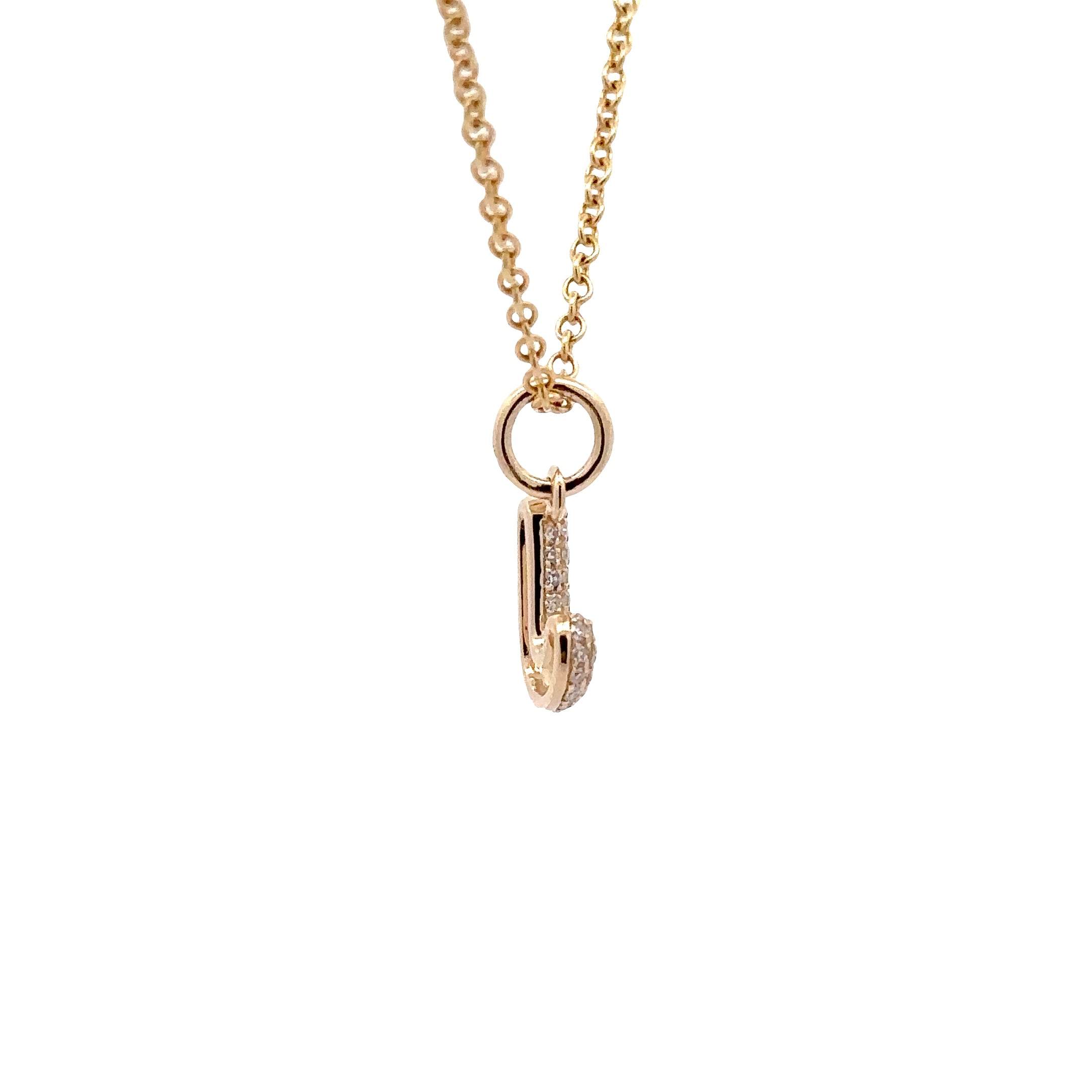 WD1958 14K Gold Diamond Initial J Pendant