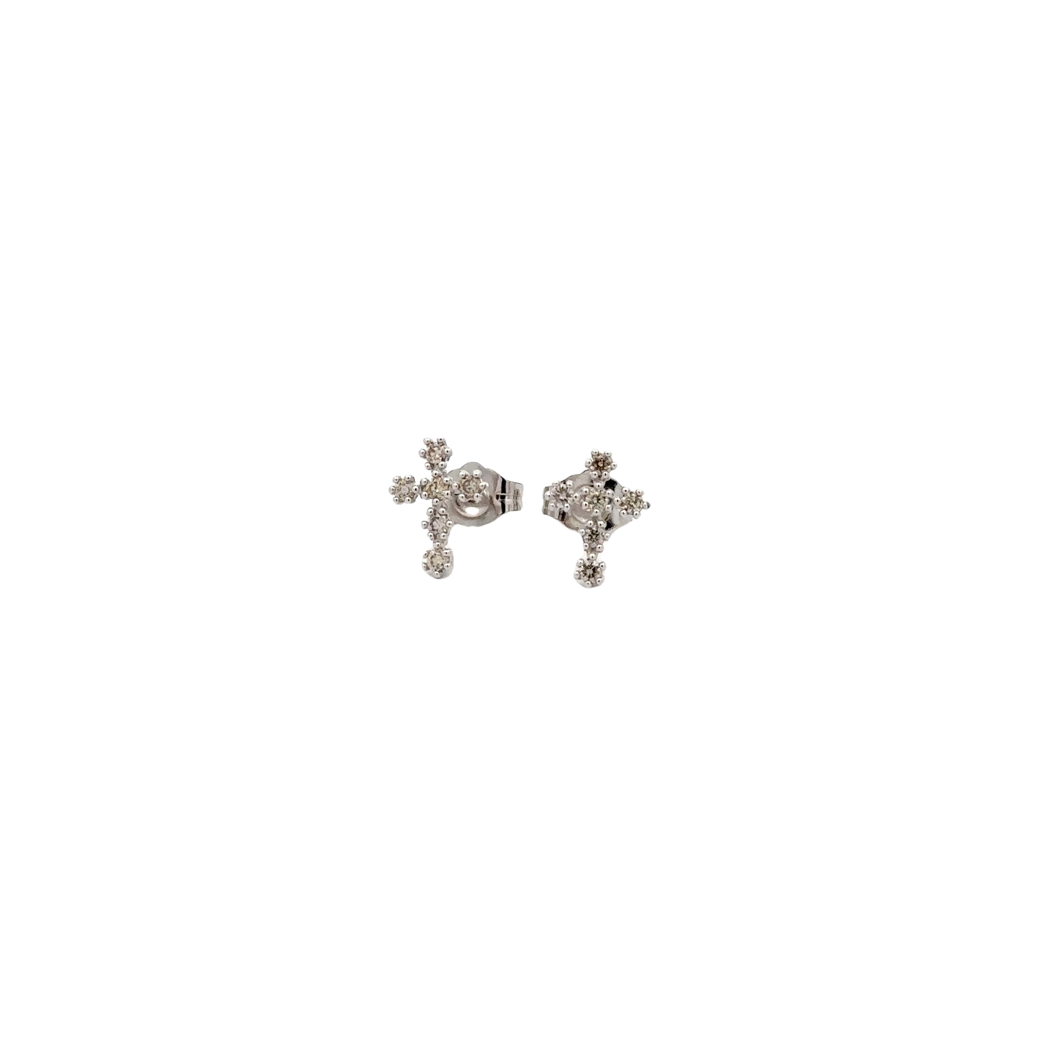 WD605 Beaded set Diamond Cross Studs