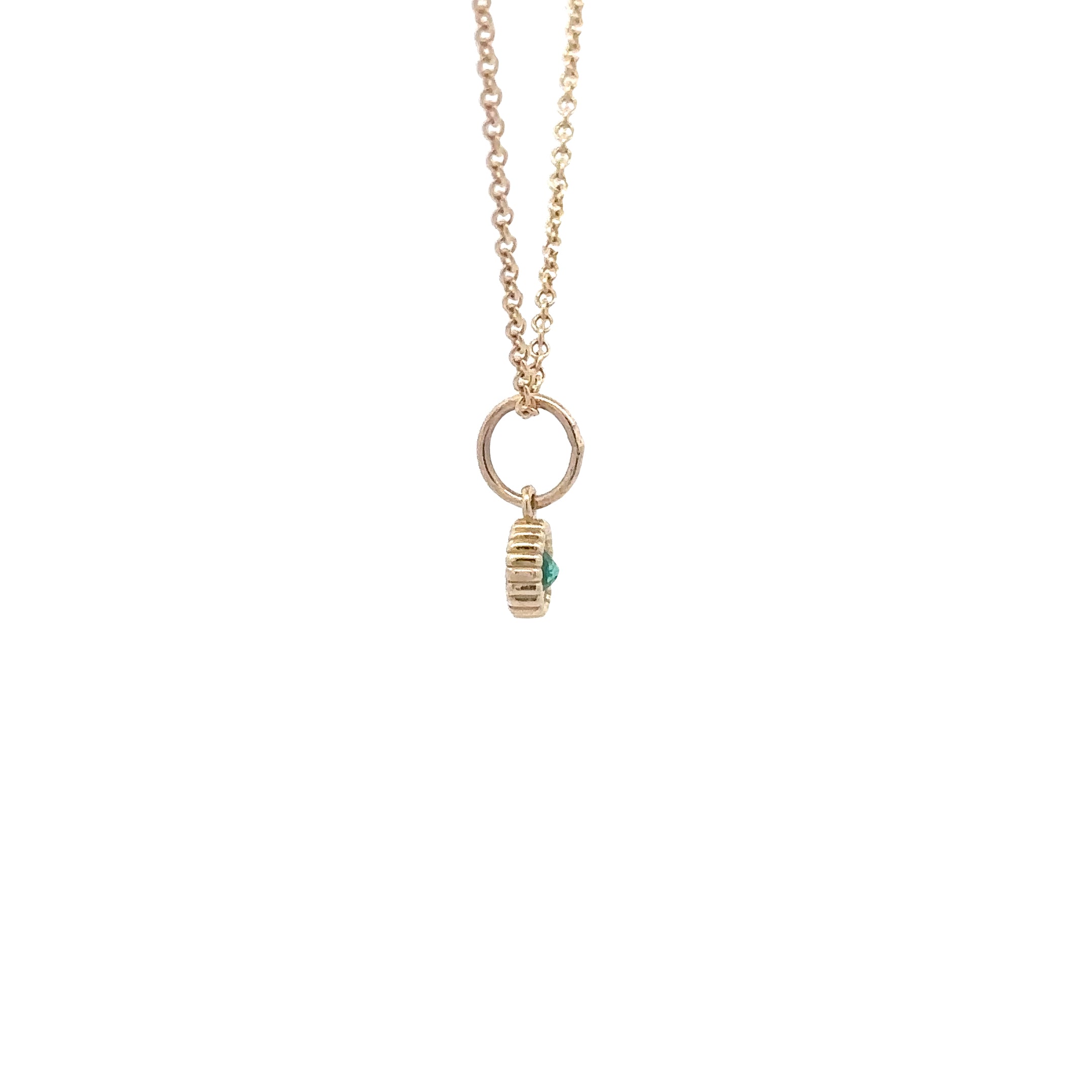WD136 Emerald May Birthstone - 14kt Emerald Pebble Charm