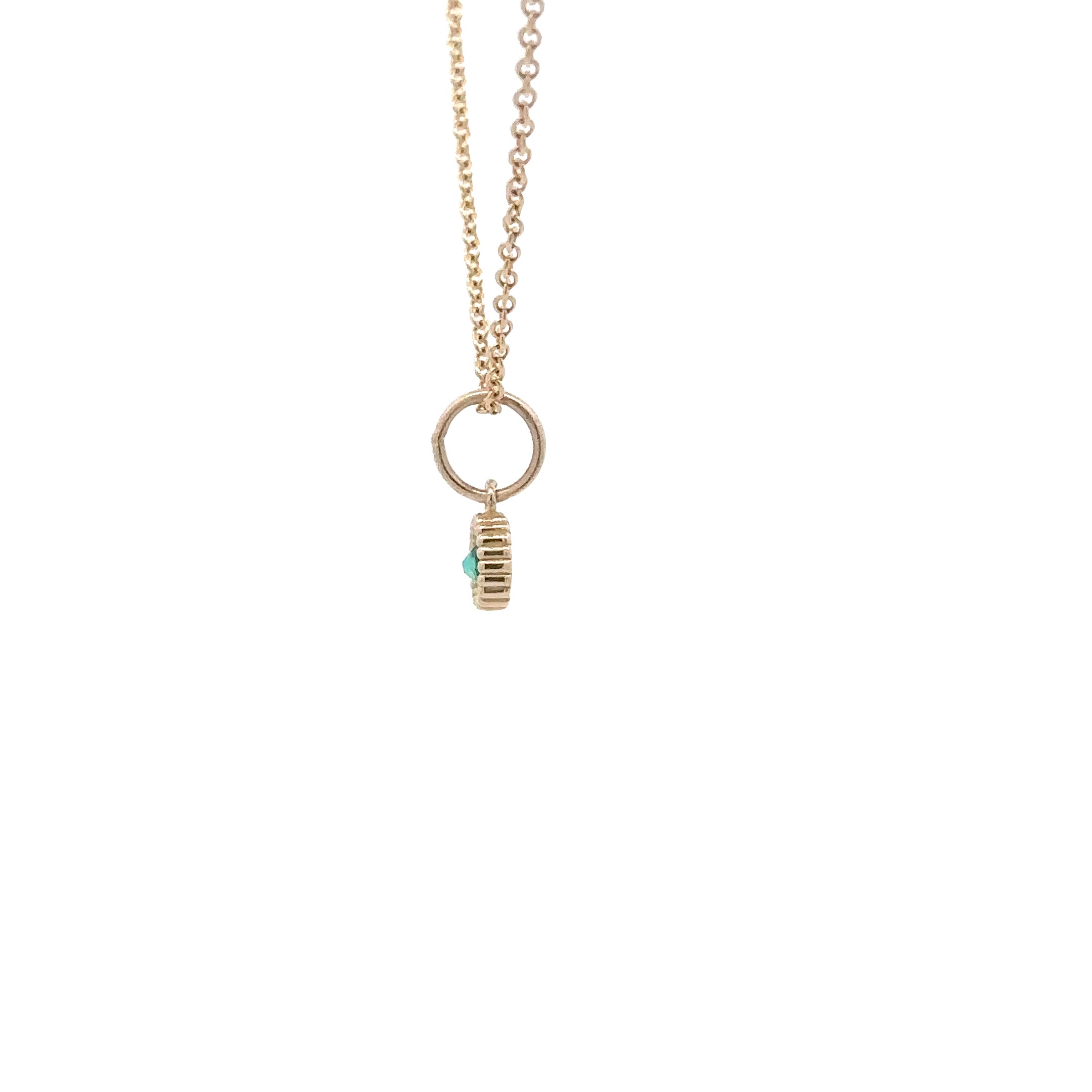 WD136 Emerald May Birthstone - 14kt Emerald Pebble Charm