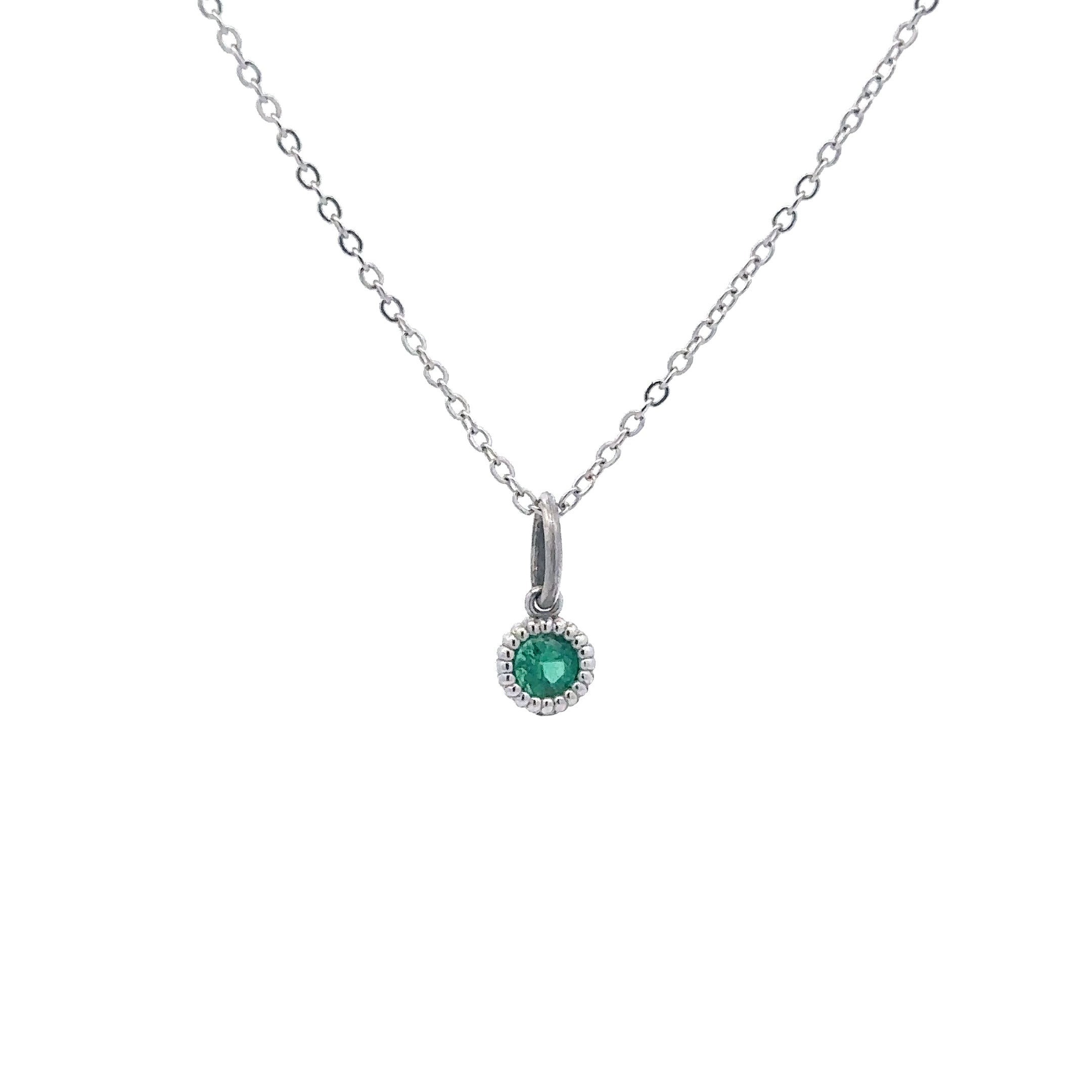WD136 Emerald May Birthstone - 14kt Emerald Pebble Charm